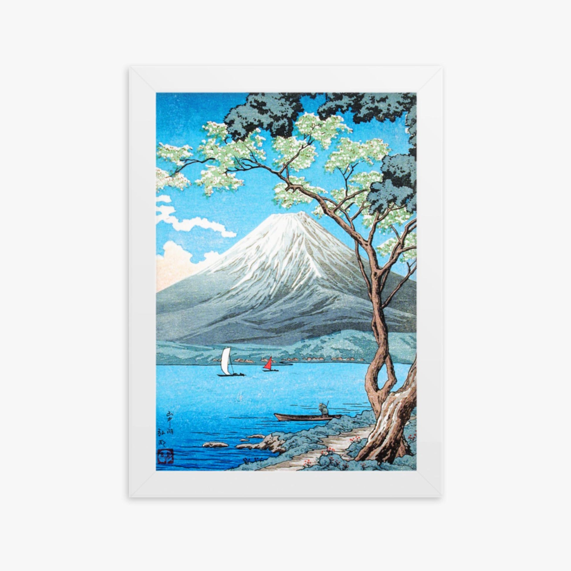 Takahashi Hiroaki (Shōtei) - Mount Fuji from Lake Yamanaka 21x30 cm Poster With White Frame