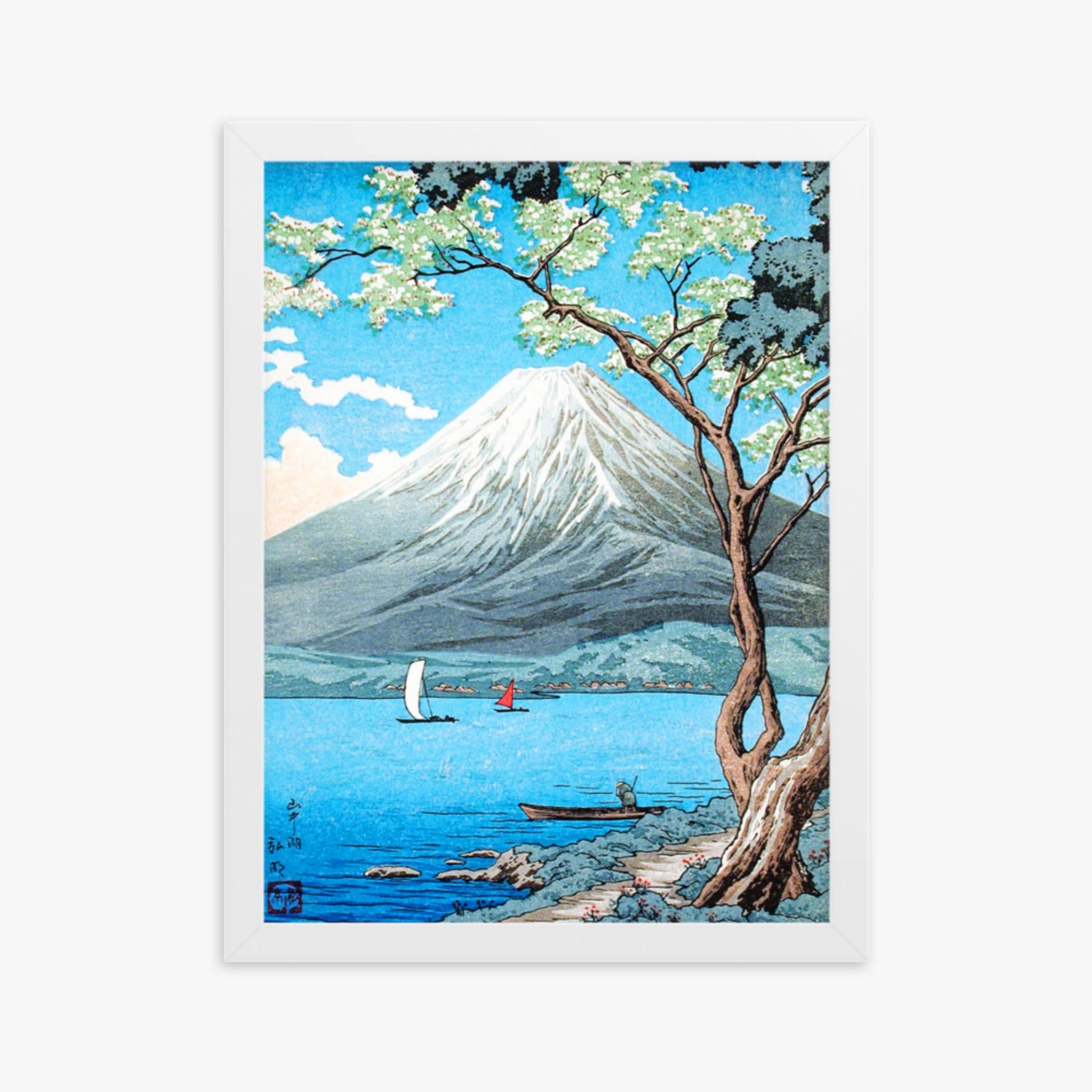 Takahashi Hiroaki (Shōtei) - Mount Fuji from Lake Yamanaka 30x40 cm Poster With White Frame