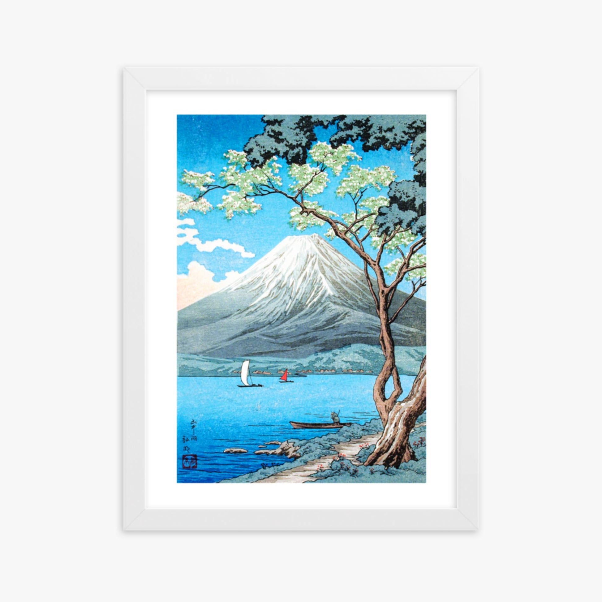 Takahashi Hiroaki (Shōtei) - Mount Fuji from Lake Yamanaka 30x40 cm Poster With White Frame