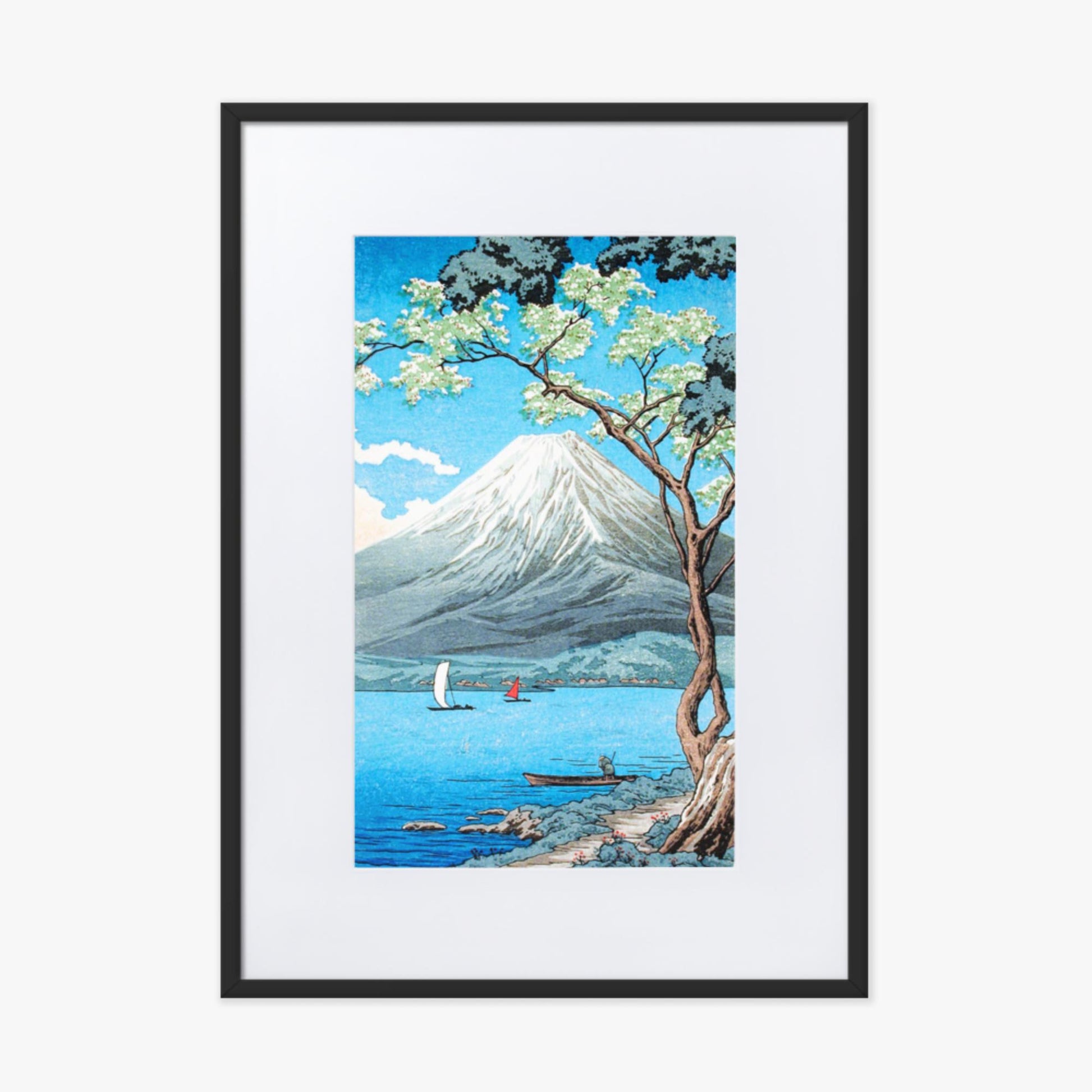 Takahashi Hiroaki (Shōtei) - Mount Fuji from Lake Yamanaka 50x70 cm Poster With Black Frame