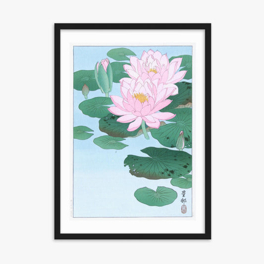 Ohara Koson - Water Lily 50x70 cm Poster With Black Frame