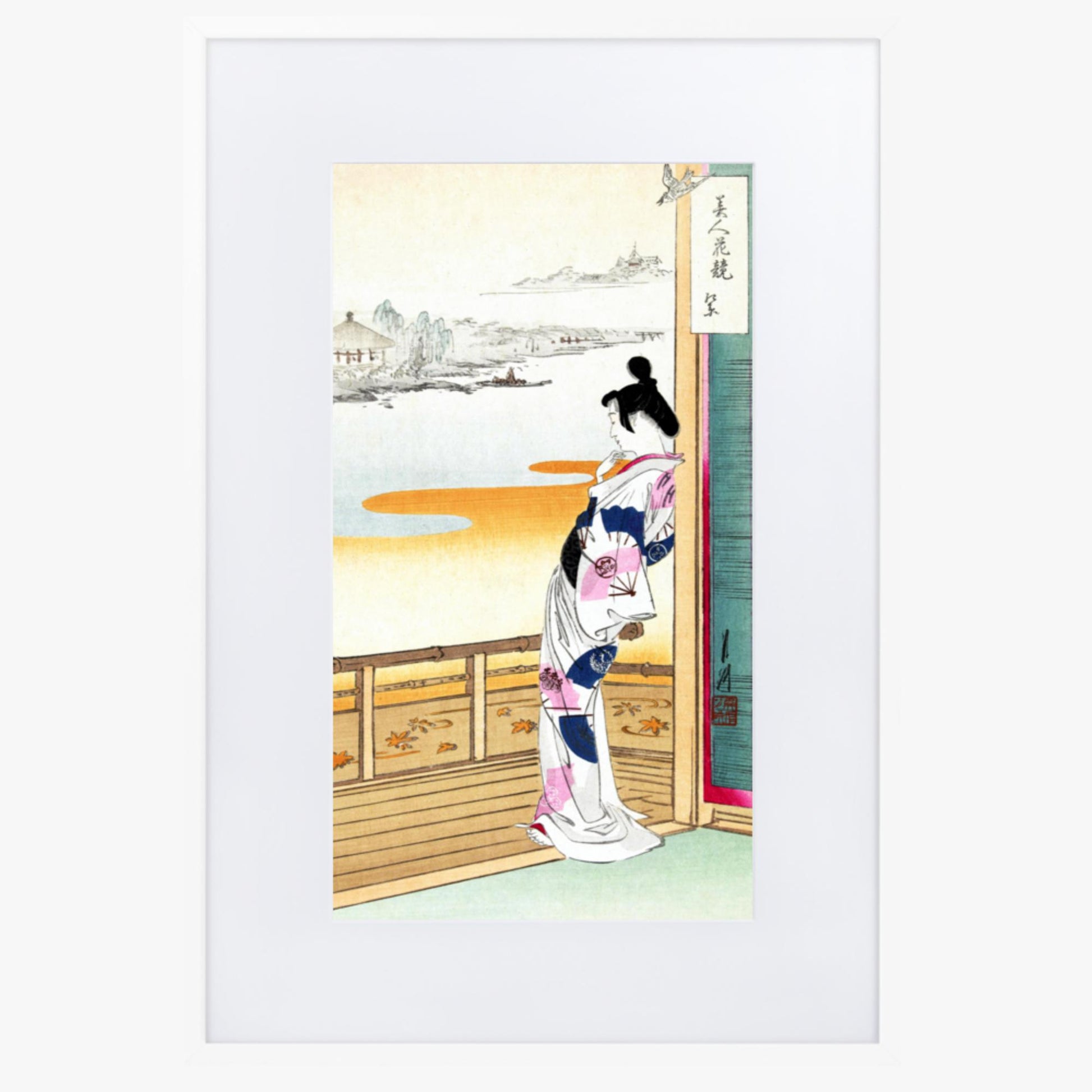 Ogata Gekko - The Call of the Cuckoo 61x91 cm Poster With White Frame