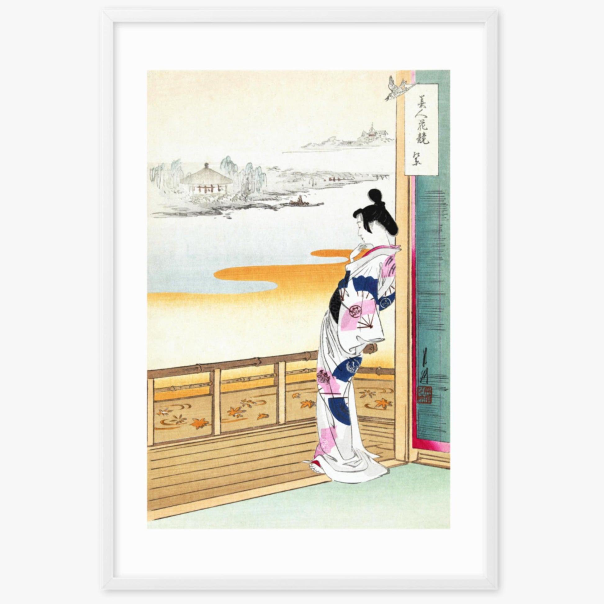 Ogata Gekko - The Call of the Cuckoo 61x91 cm Poster With White Frame