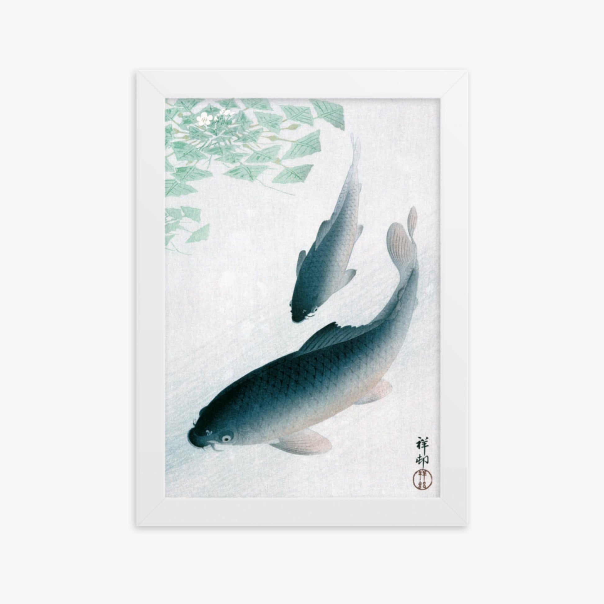 Ohara Koson - Carp or Koi 21x30 cm Poster With White Frame