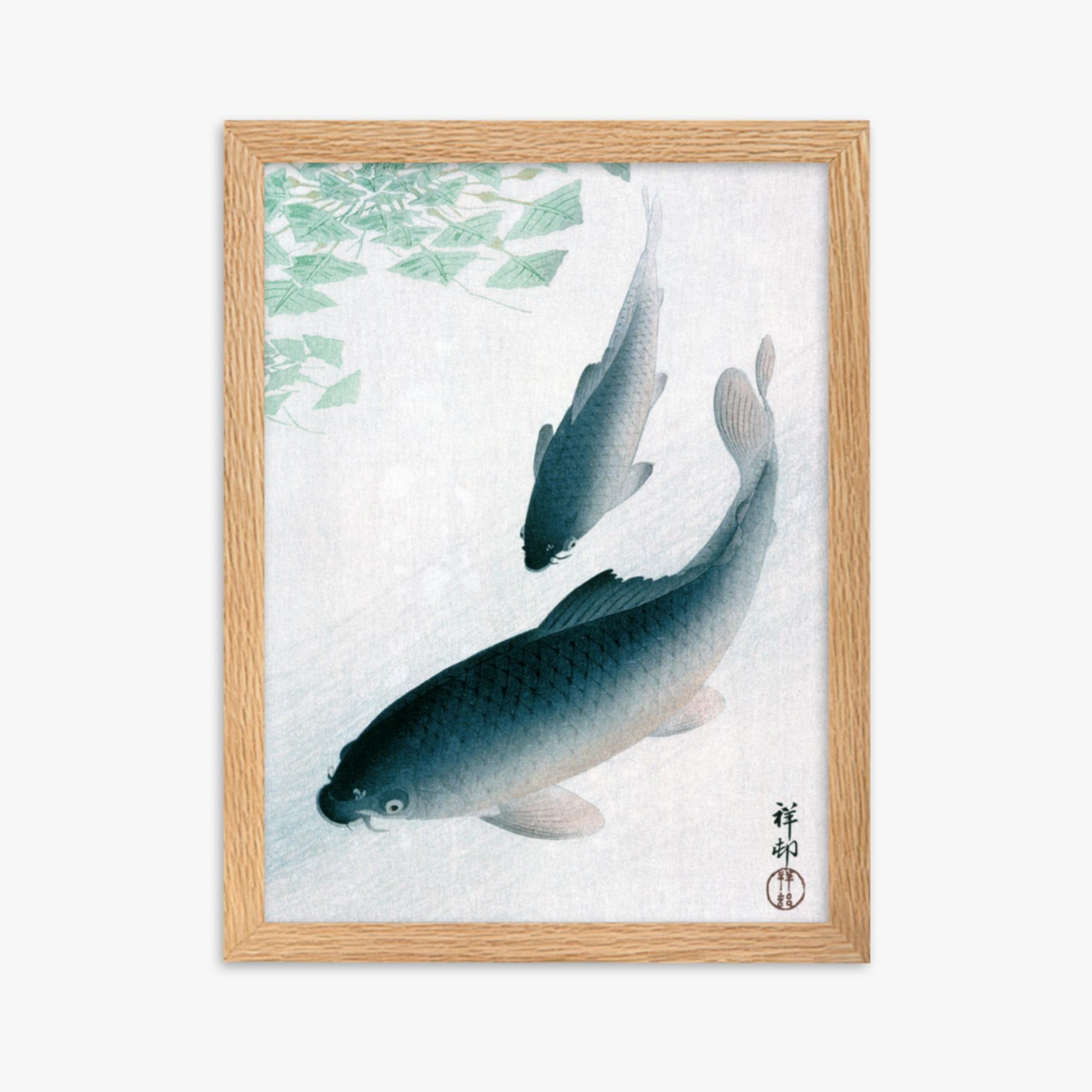 Ohara Koson - Carp or Koi 30x40 cm Poster With Oak Frame