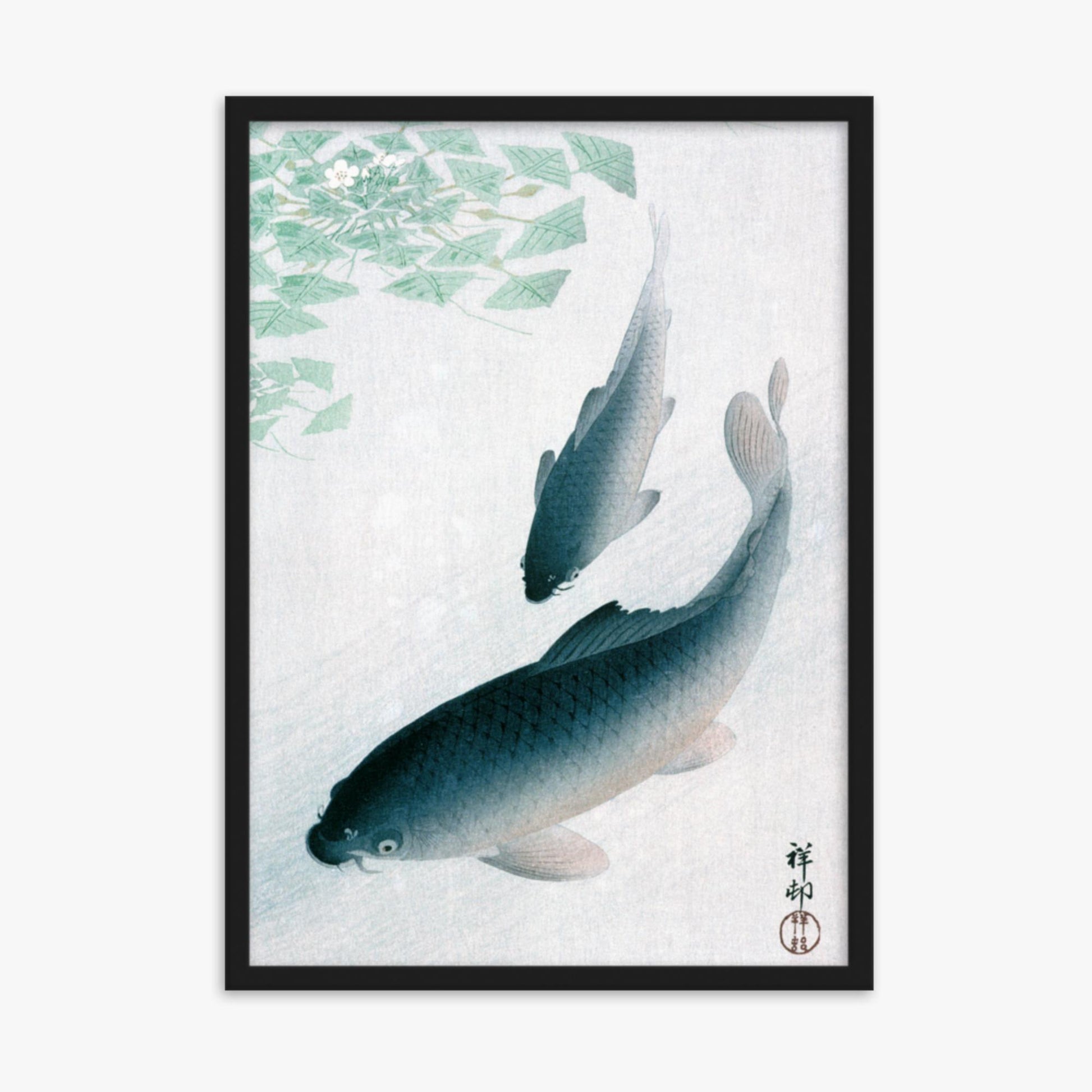 Ohara Koson - Carp or Koi 50x70 cm Poster With Black Frame