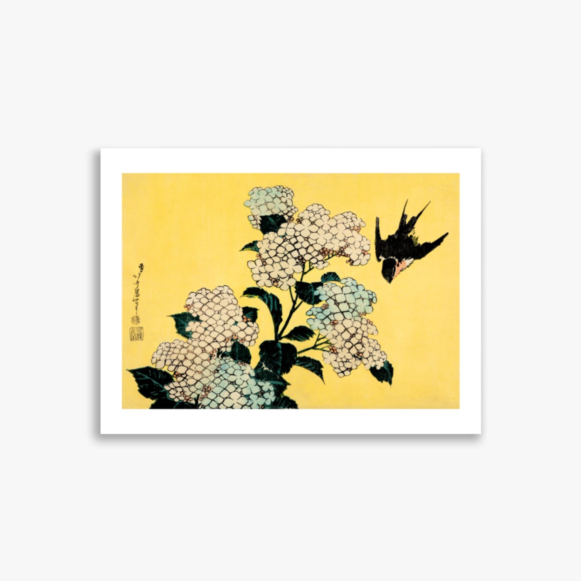 Katsushika Hokusai - Hydrangea and Swallow 30x40 cm Poster