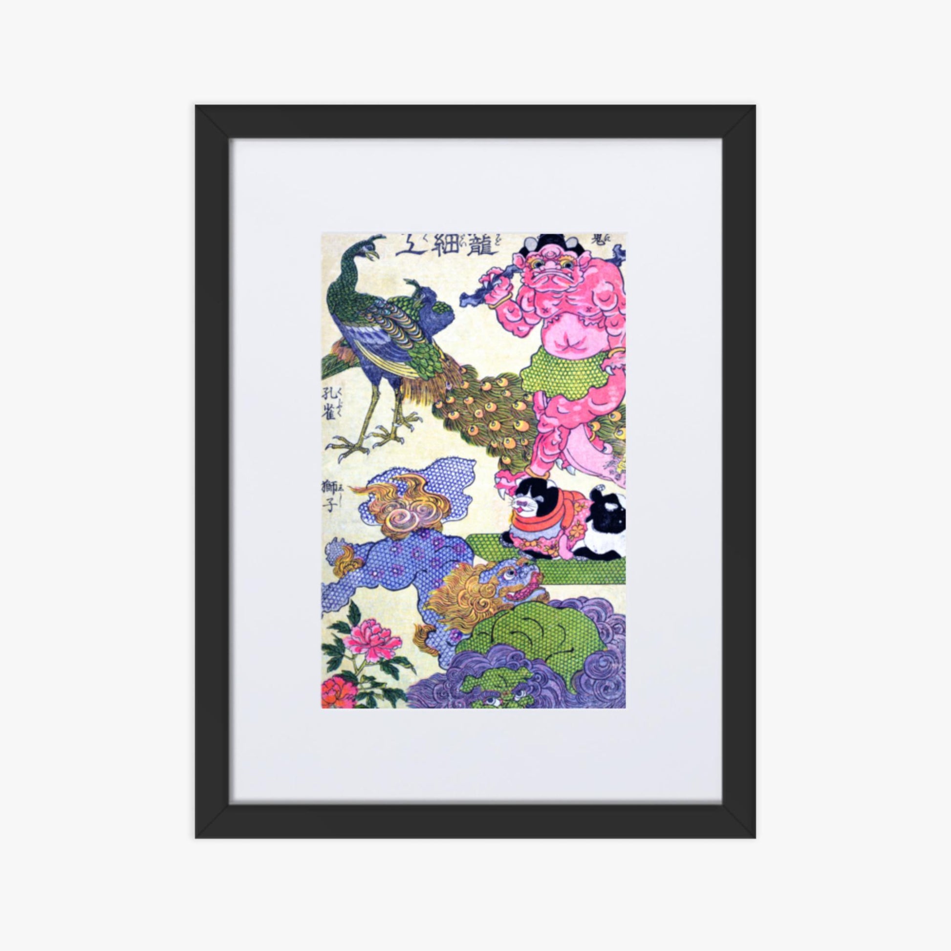 Utagawa Kunisada - Kagozaiku Naniwa saikunin Ichida Shōshichirō 30x40 cm Poster With Black Frame