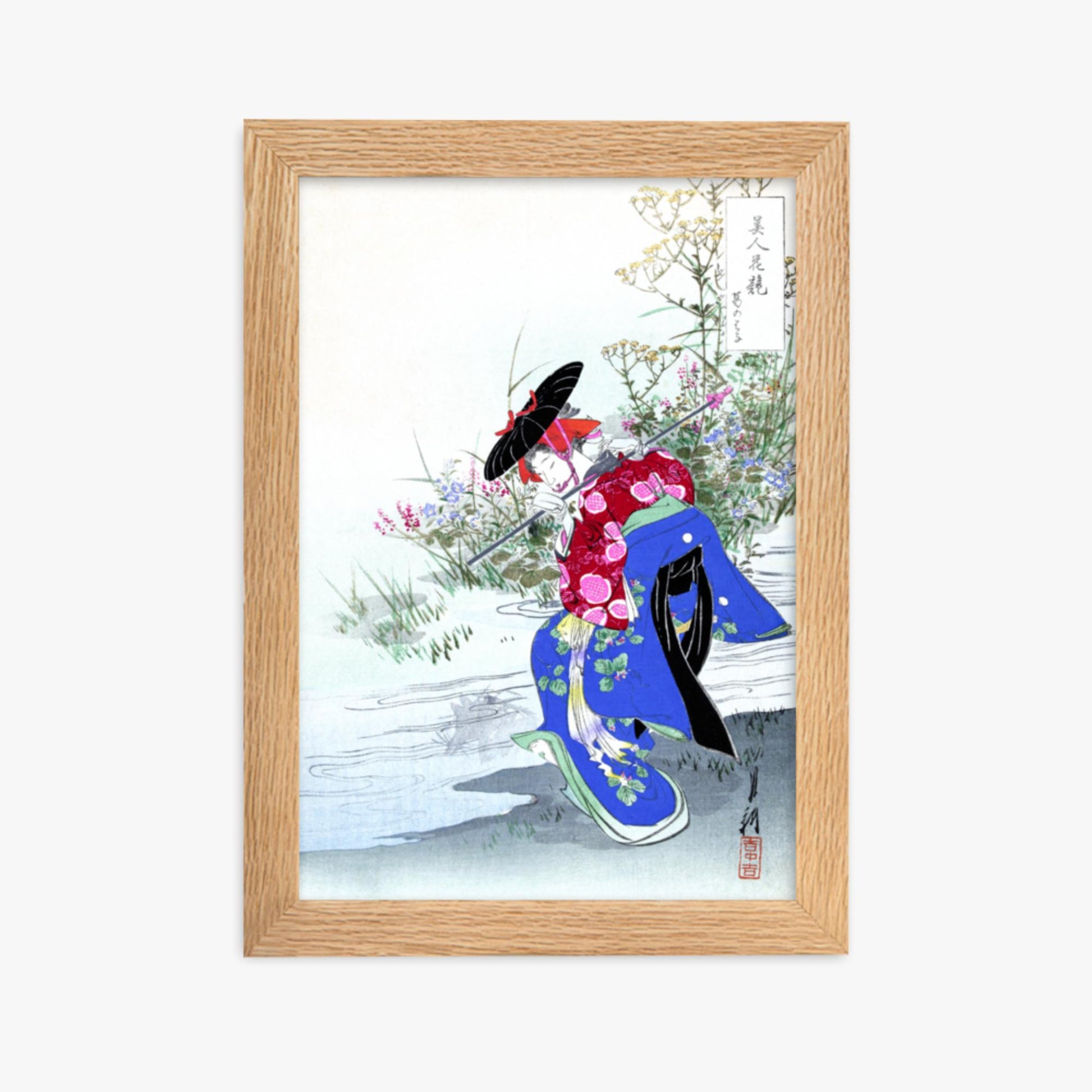 Ogata Gekko - The Fox Spirit 21x30 cm Poster With Oak Frame