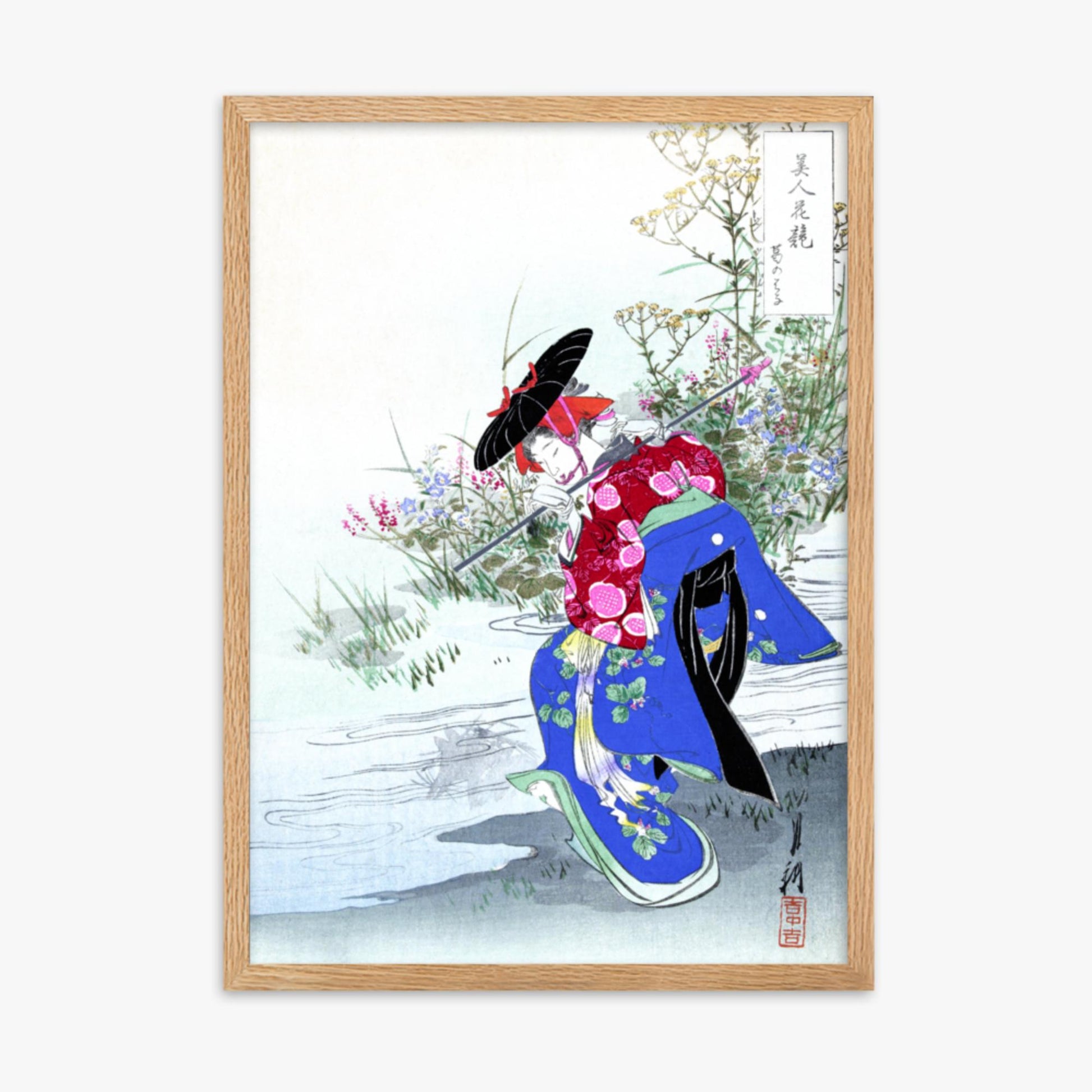 Ogata Gekko - The Fox Spirit 50x70 cm Poster With Oak Frame