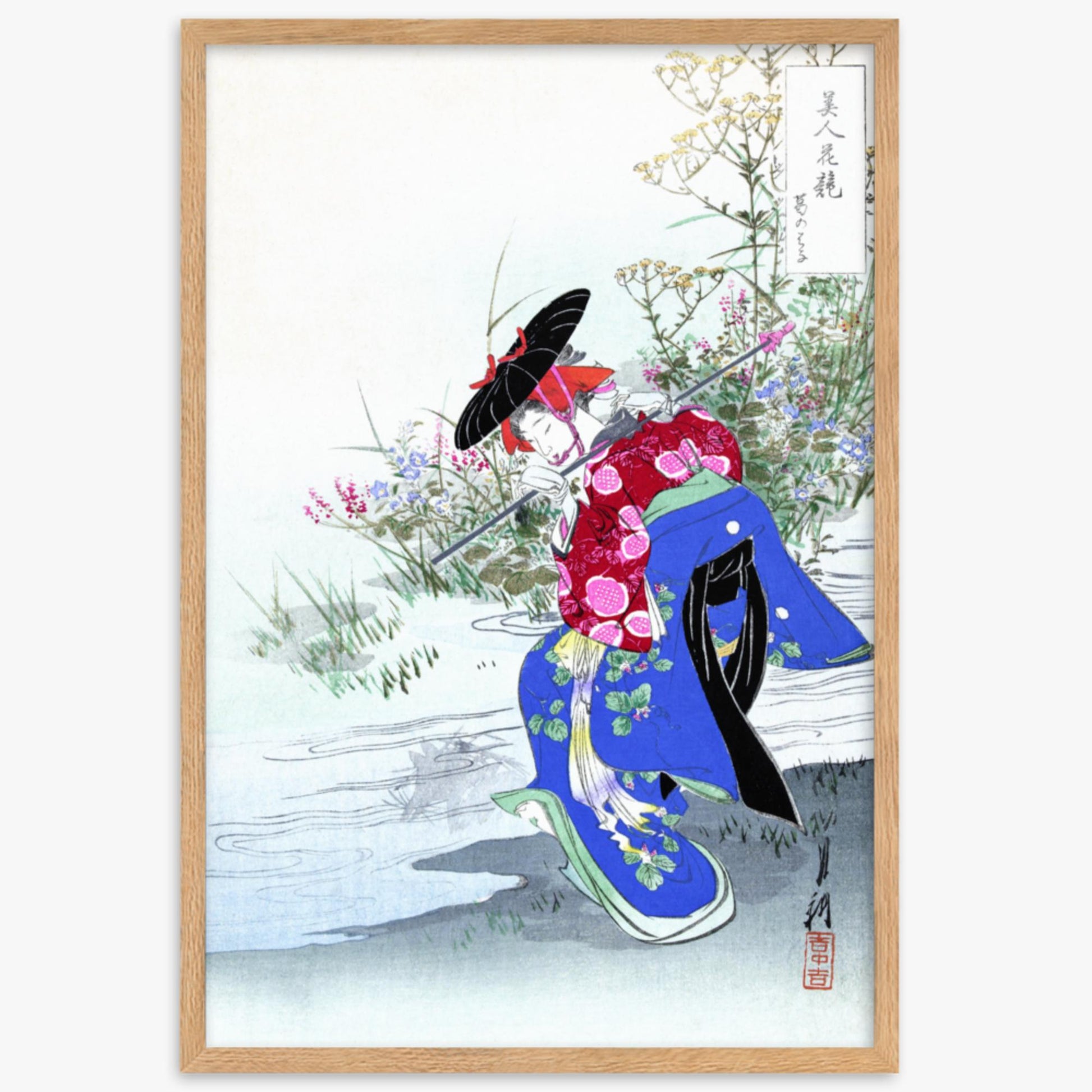 Ogata Gekko - The Fox Spirit 61x91 cm Poster With Oak Frame