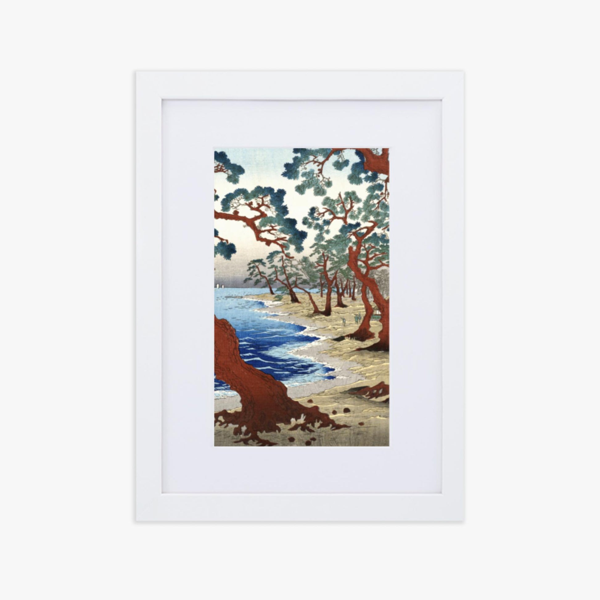 Utagawa Hiroshige - Maiko Beach in Harima Province 21x30 cm Poster With White Frame