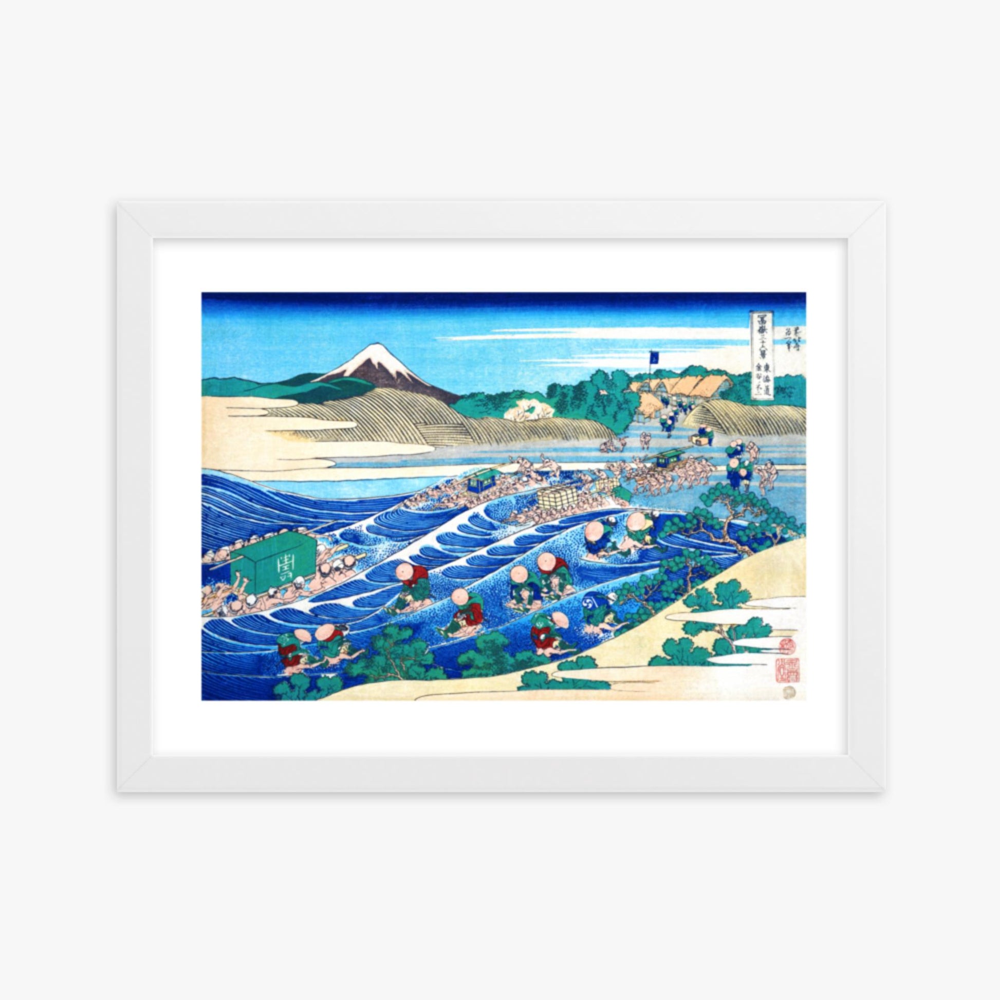 Katsushika Hokusai - Fuji Seen from Kanaya on the Tōkaidō 30x40 cm Poster With White Frame