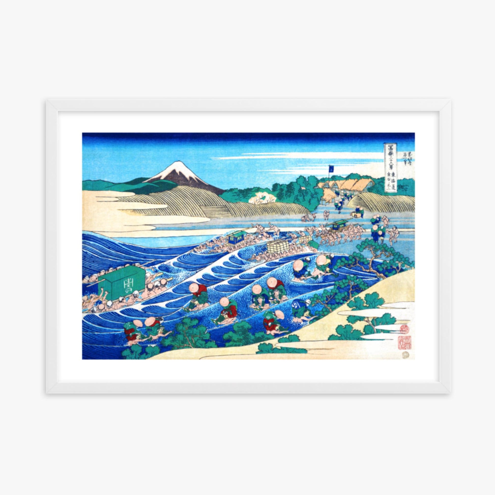 Katsushika Hokusai - Fuji Seen from Kanaya on the Tōkaidō 50x70 cm Poster With White Frame