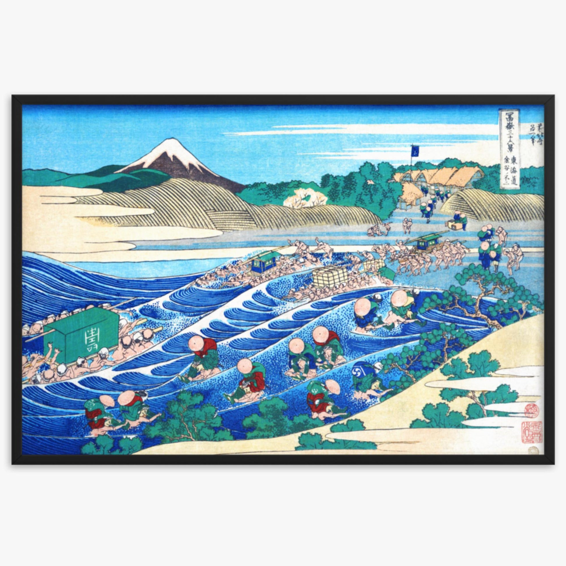 Katsushika Hokusai - Fuji Seen from Kanaya on the Tōkaidō 61x91 cm Poster With Black Frame