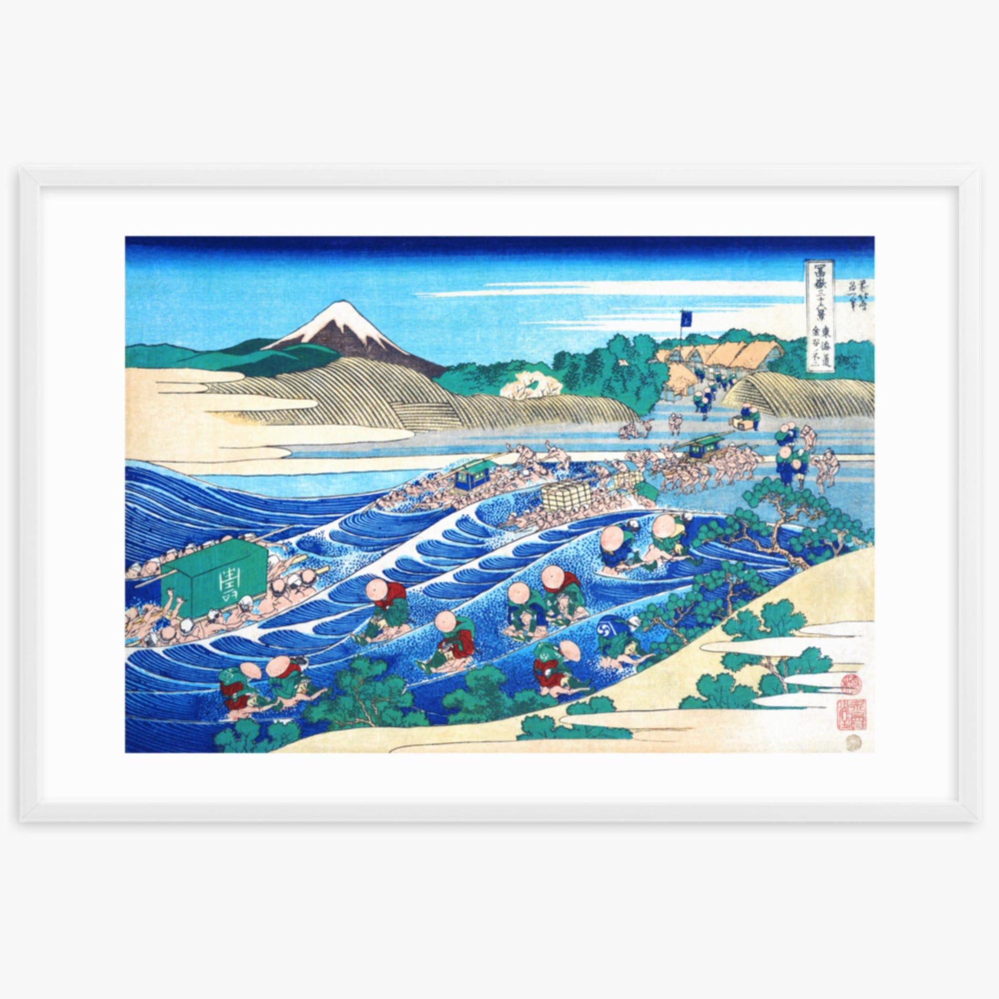 Katsushika Hokusai - Fuji Seen from Kanaya on the Tōkaidō 61x91 cm Poster With White Frame