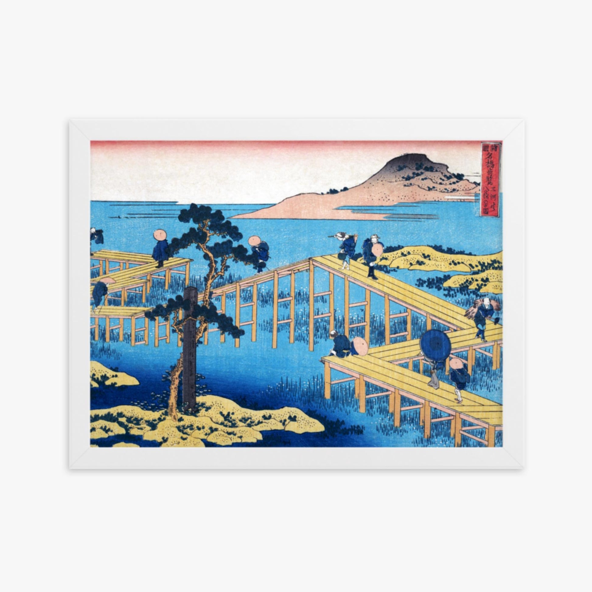 Katsushika Hokusai - Ancient View of Yatsuhashi in Mikawa Province 30x40 cm Poster With White Frame