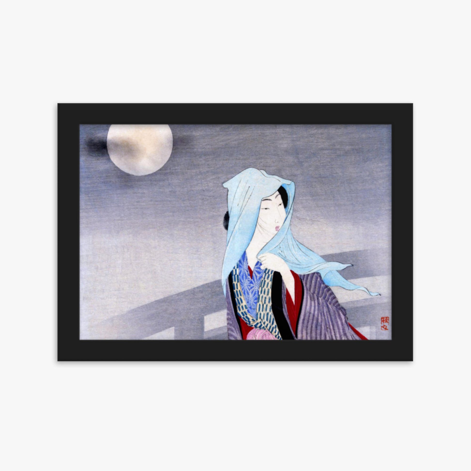 Takeuchi Keishu - Full Moon 21x30 cm Poster With Black Frame