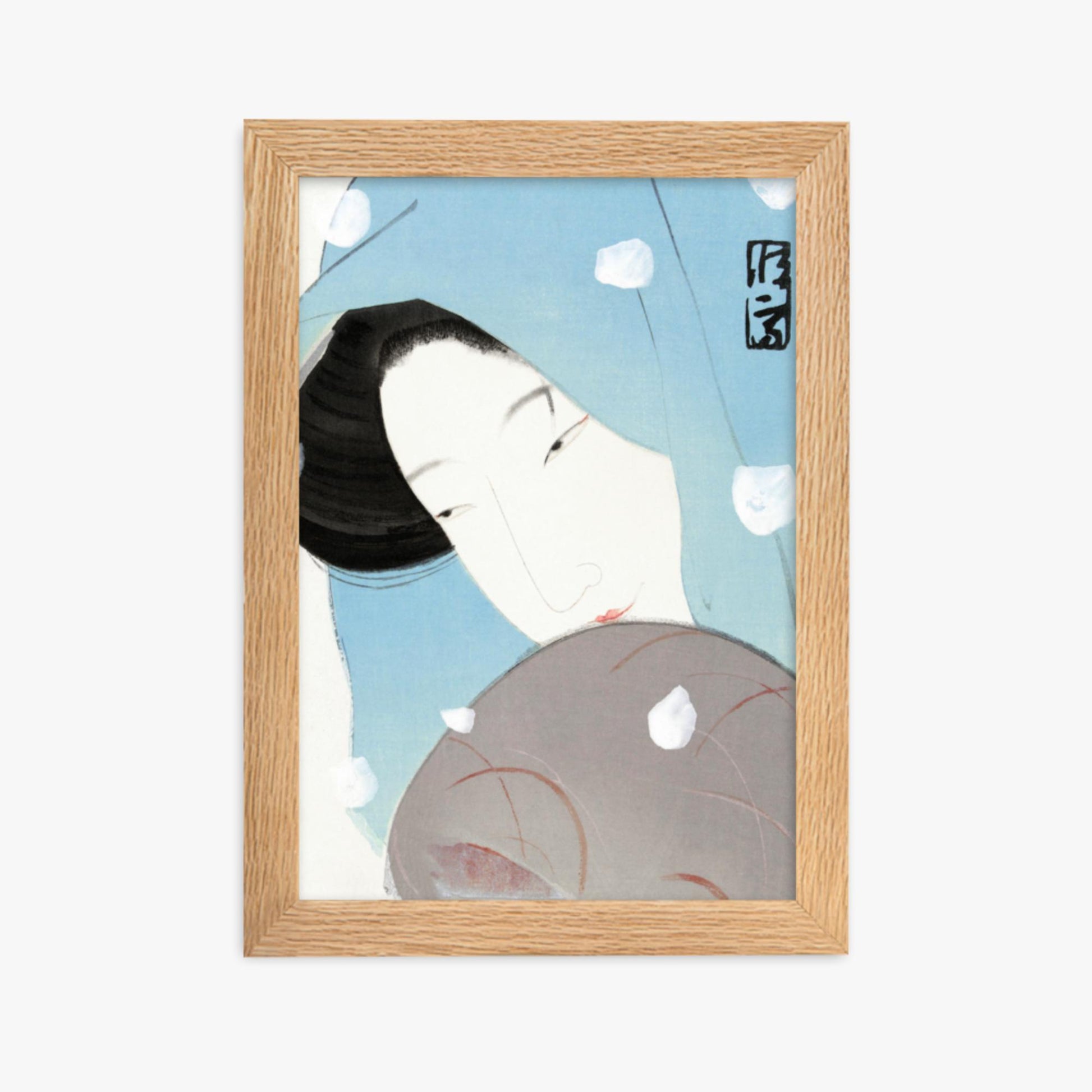 Kitano Tsunetomi - Umegawa 21x30 cm Poster With Oak Frame