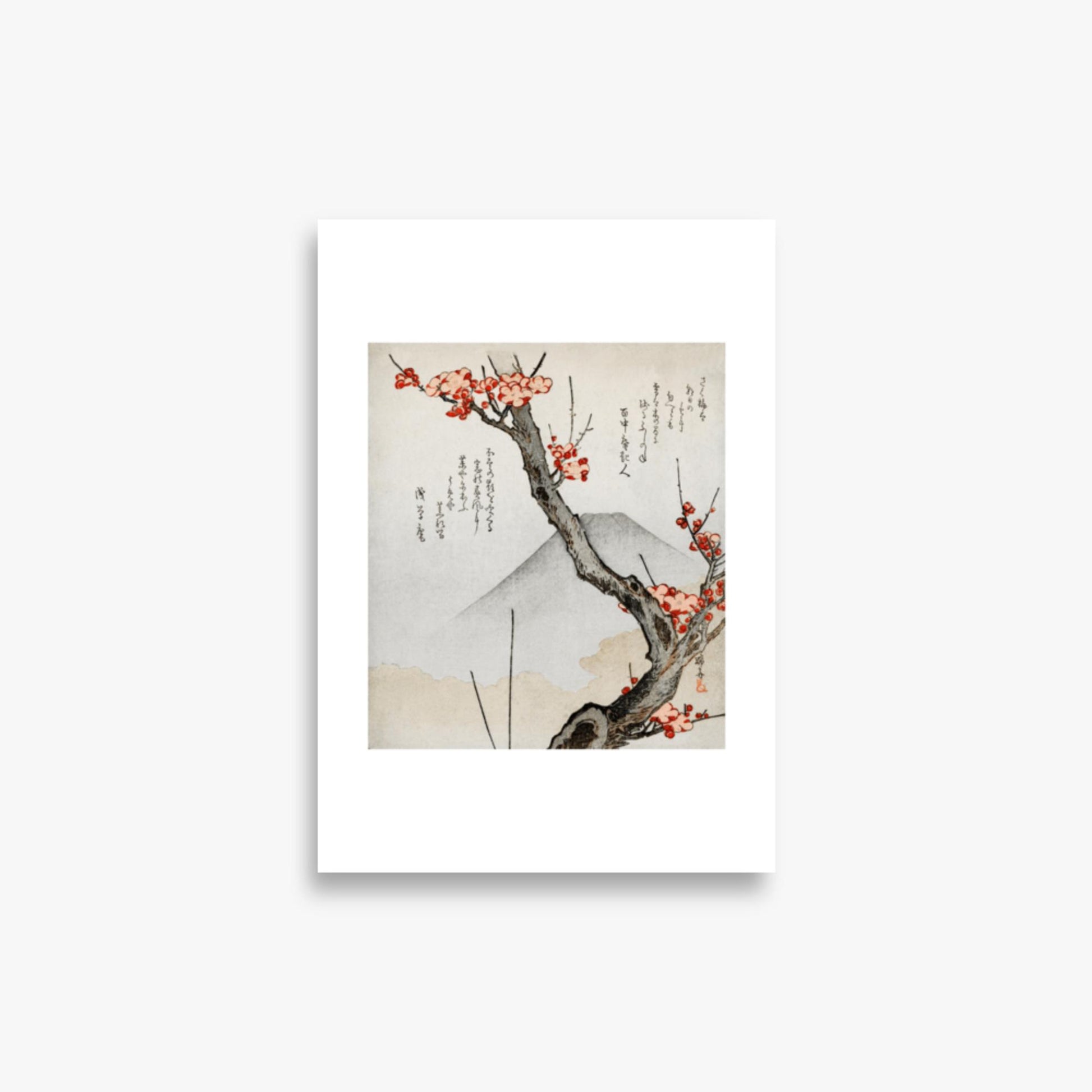 Teisai Hokuba - Mount Fuji and a Flowering Plum 21x30 cm Poster