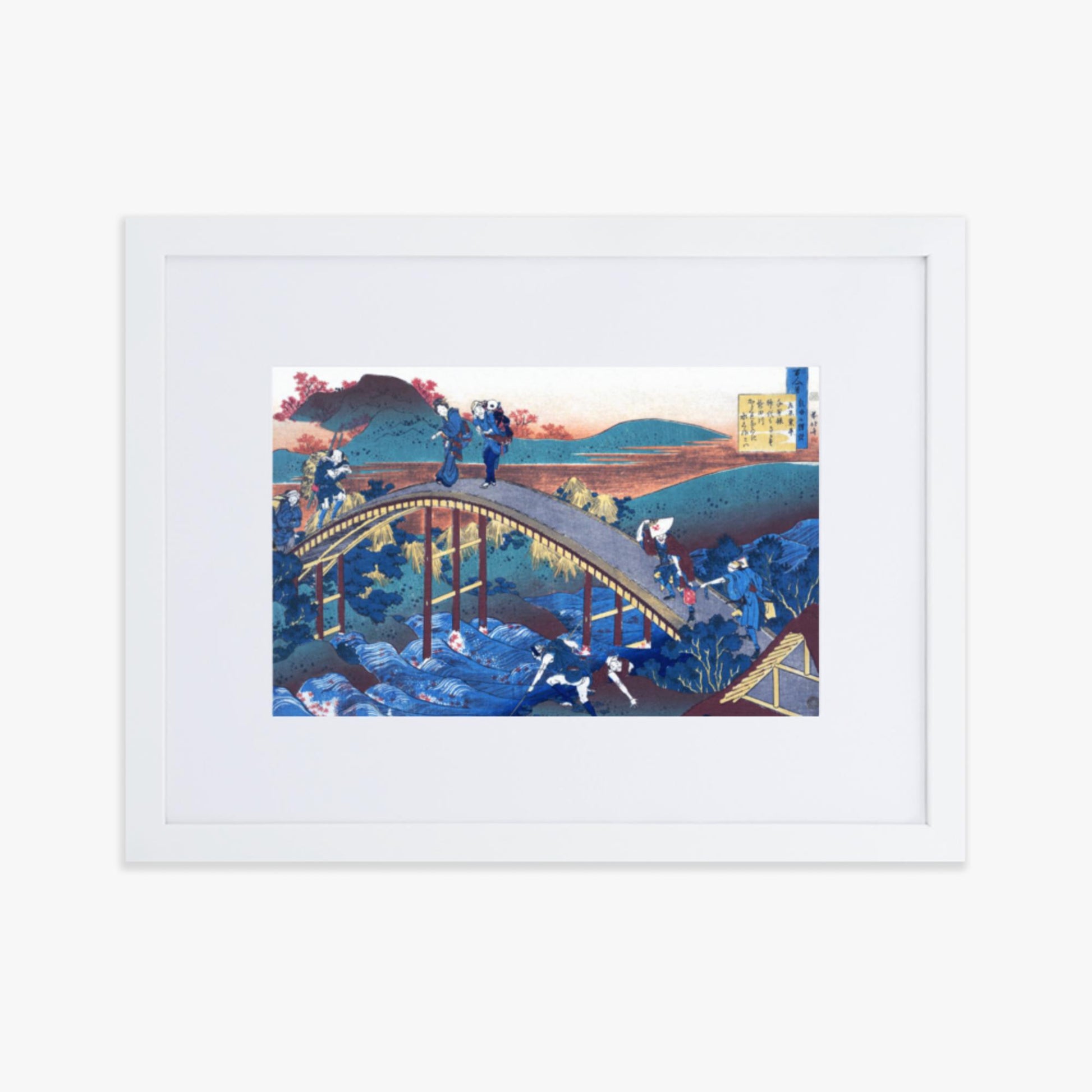 Katsushika Hokusai - Poem by Ariwara no Narihira 30x40 cm Poster With White Frame