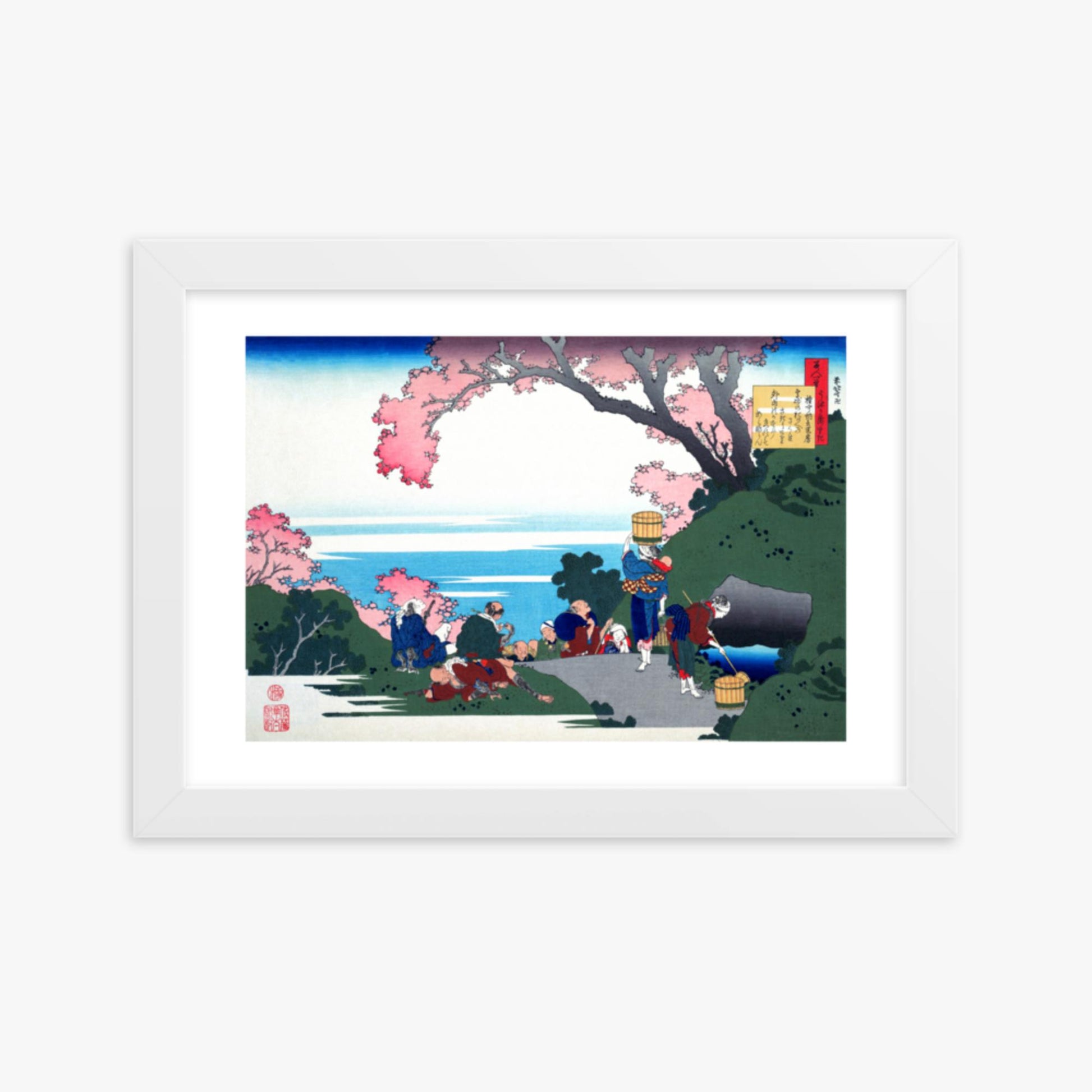 Katsushika Hokusai - Poem by Gon-chûnagon Masafusa 21x30 cm Poster With White Frame