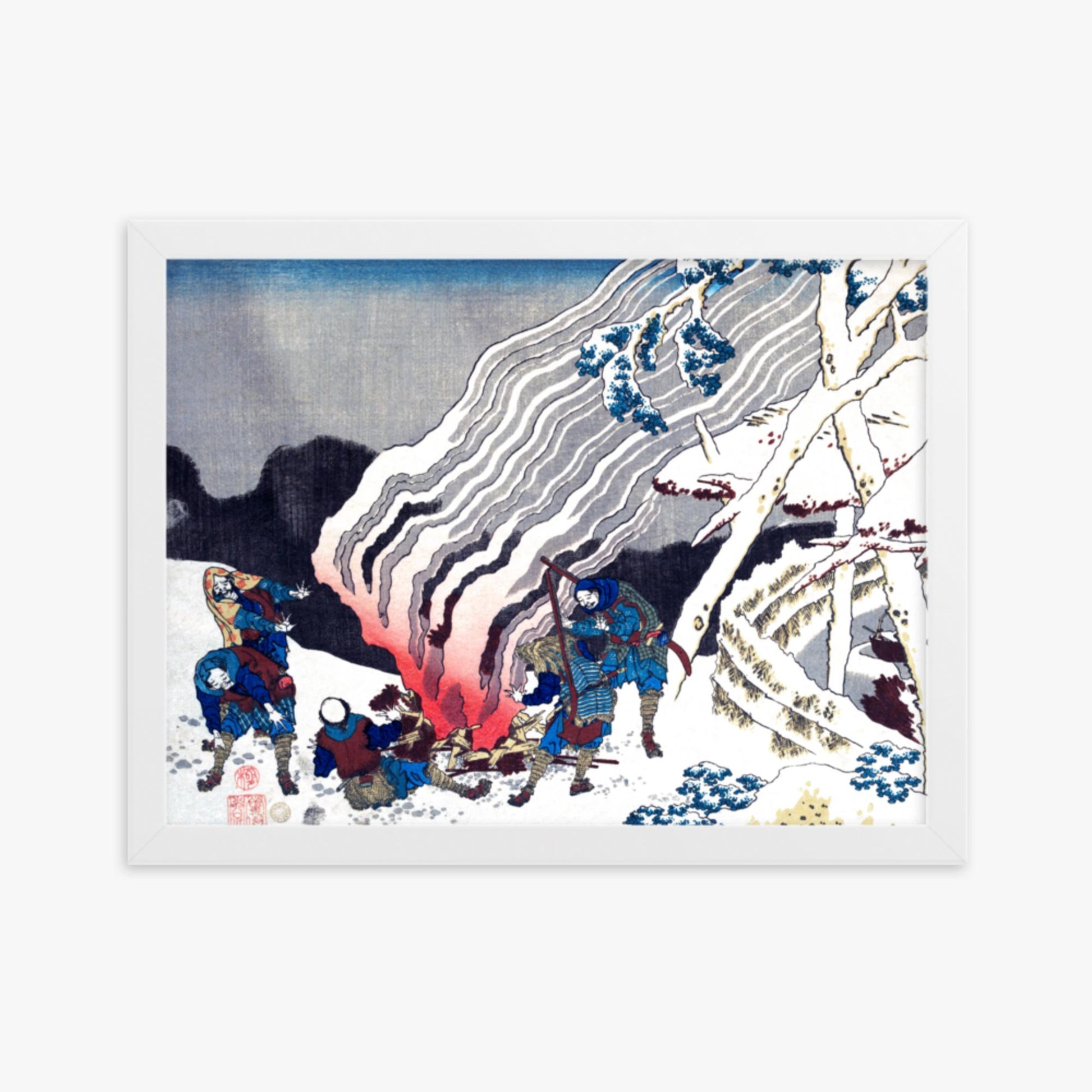 Katsushika Hokusai - Poem by Minamoto no Muneyuki Ason 30x40 cm Poster With White Frame