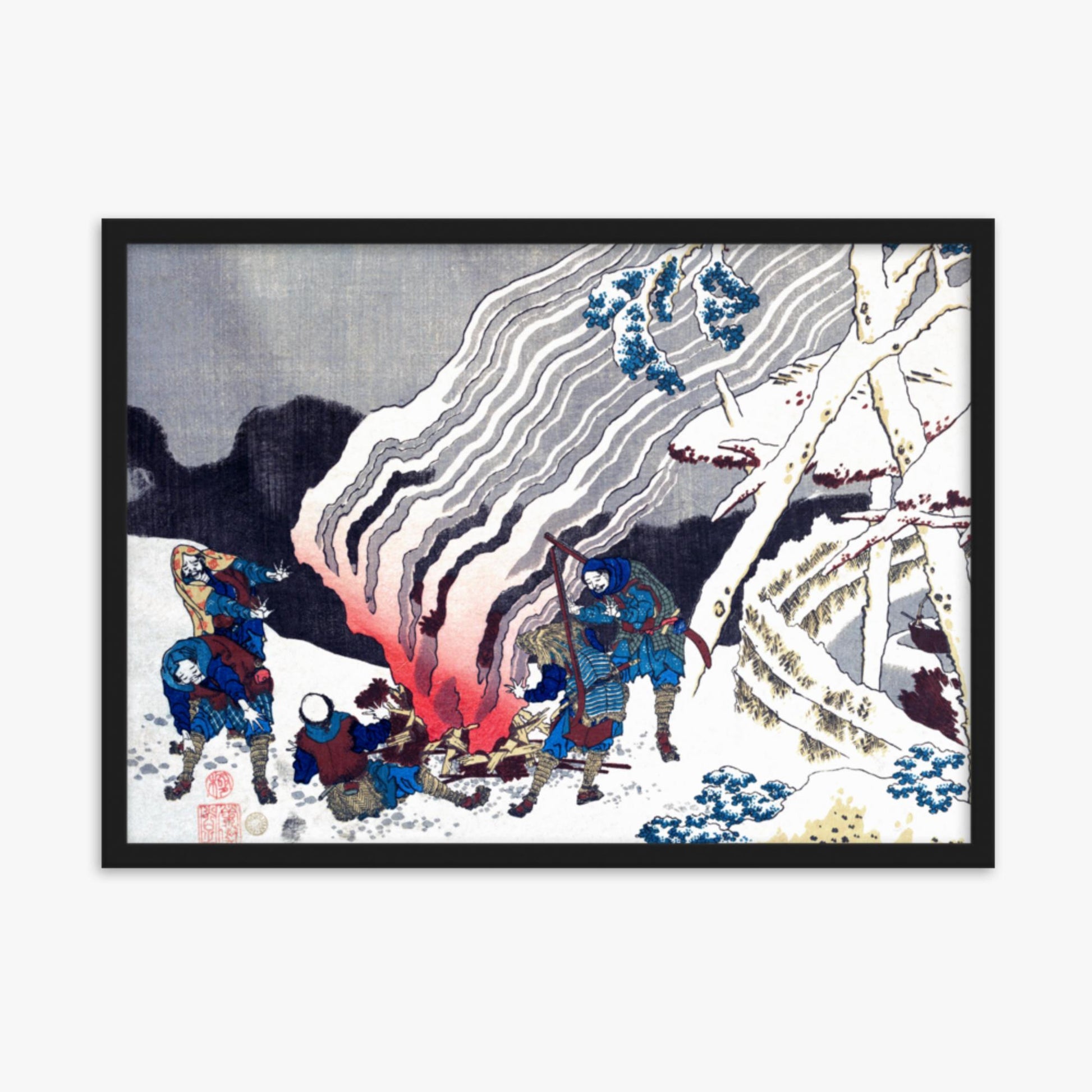 Katsushika Hokusai - Poem by Minamoto no Muneyuki Ason 50x70 cm Poster With Black Frame