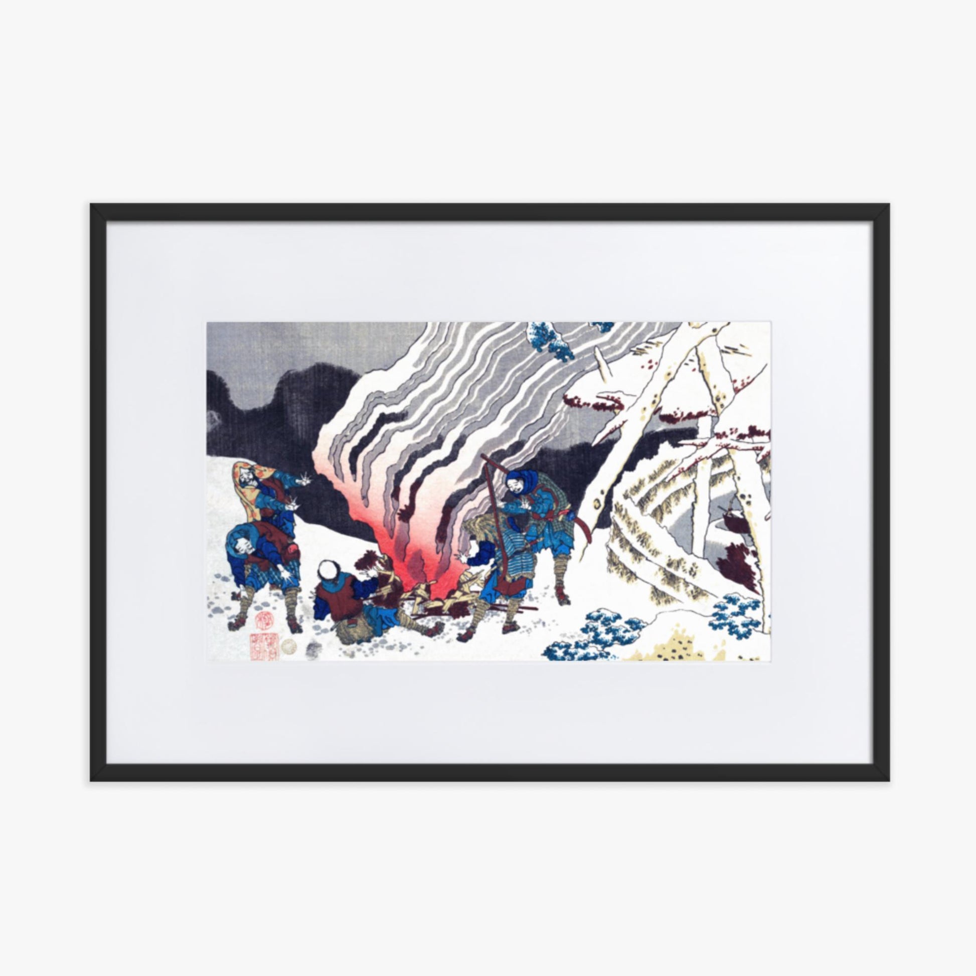 Katsushika Hokusai - Poem by Minamoto no Muneyuki Ason 50x70 cm Poster With Black Frame