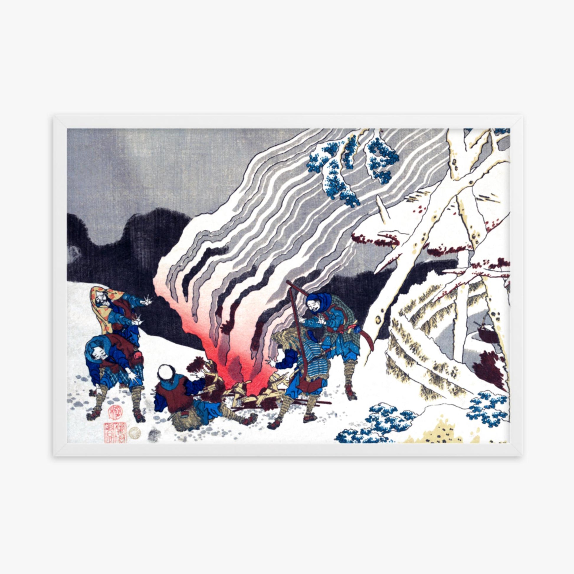 Katsushika Hokusai - Poem by Minamoto no Muneyuki Ason 50x70 cm Poster With White Frame