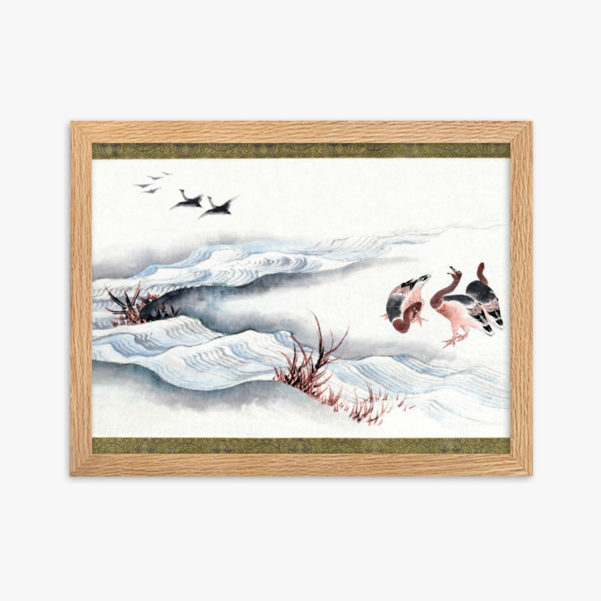 Katsushika Hokusai - Wild Geese and Water 30x40 cm Poster With Oak Frame