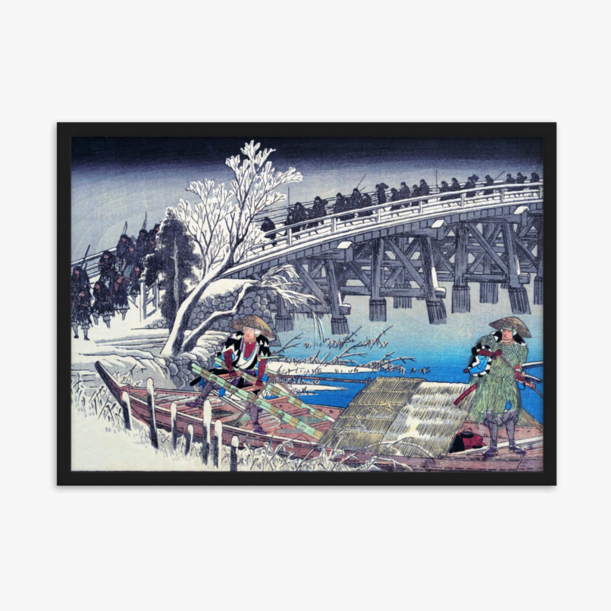 Utagawa Hiroshige - Scene I in Act XI of Chushingura 50x70 cm Poster With Black Frame