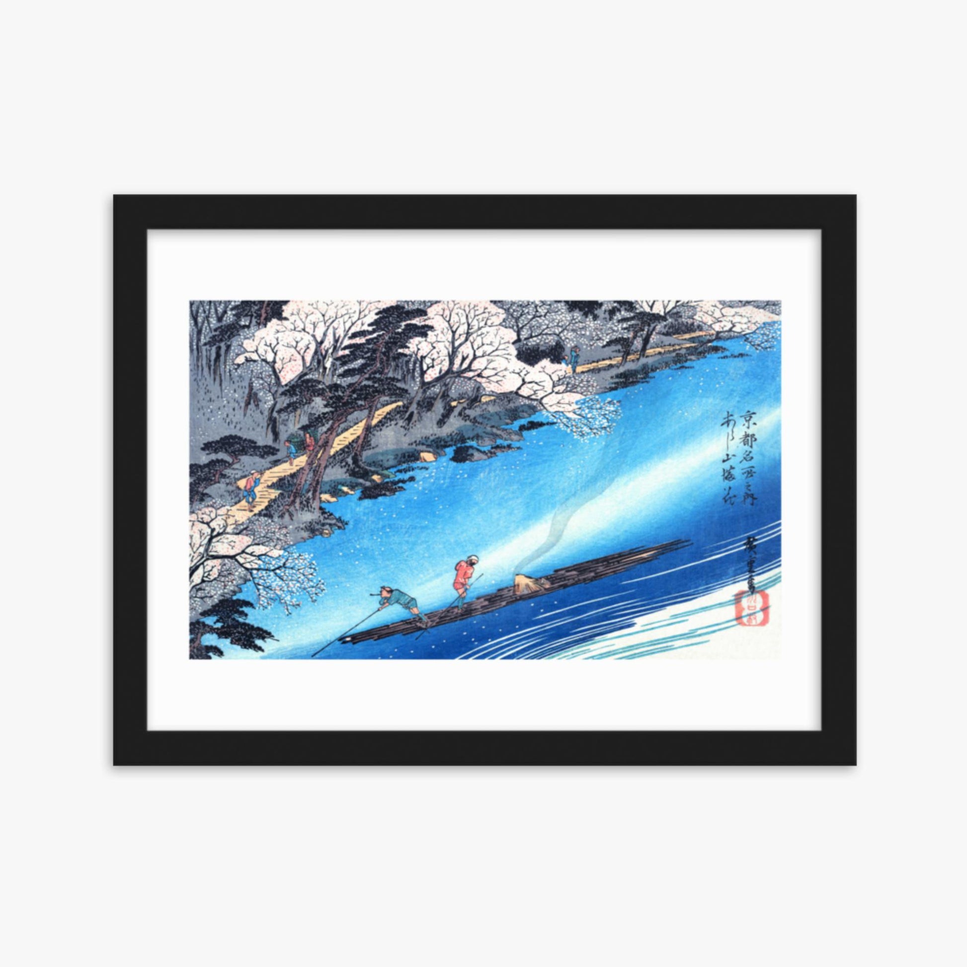 Utagawa Hiroshige - Arashiyama Manka 30x40 cm Poster With Black Frame