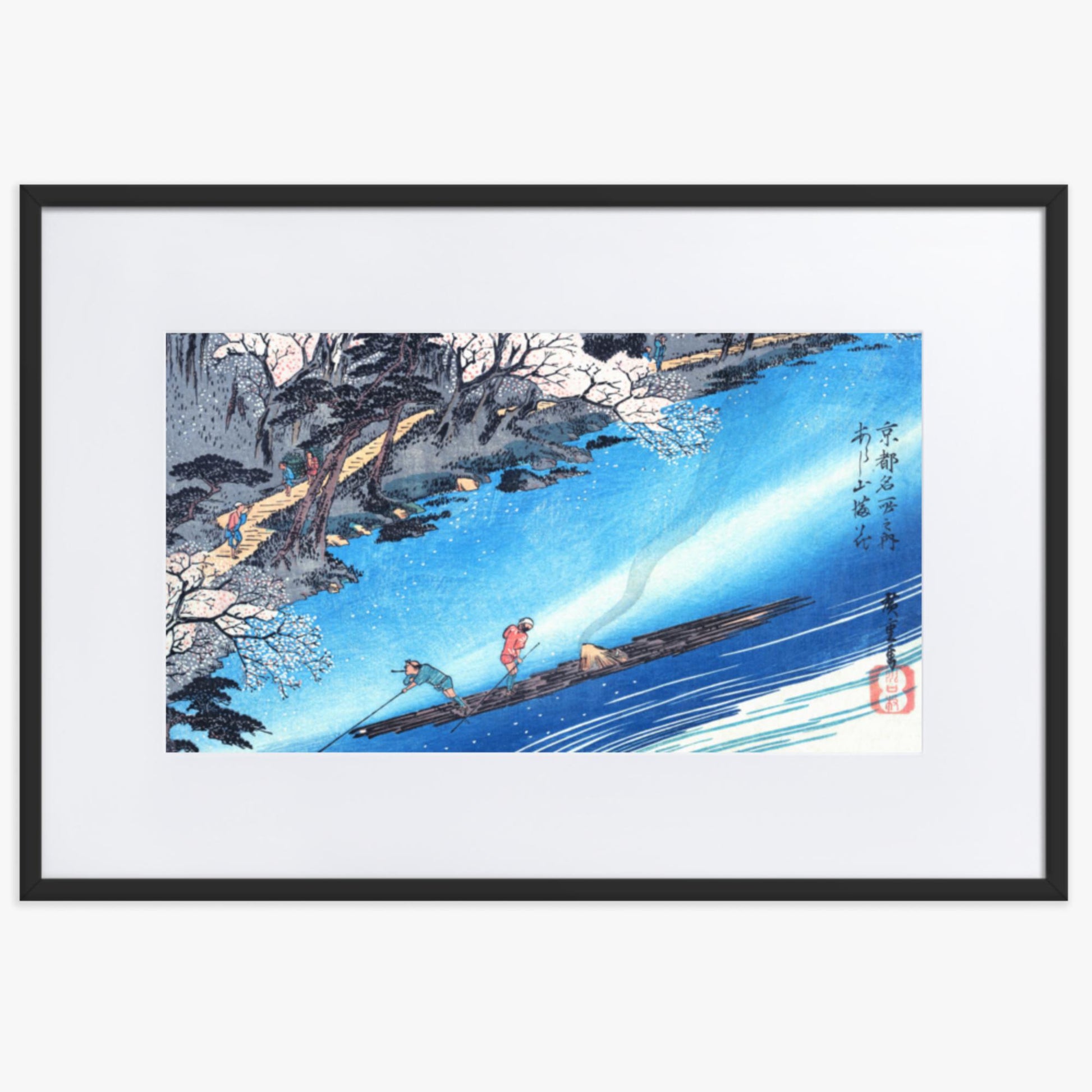 Utagawa Hiroshige - Arashiyama Manka 61x91 cm Poster With Black Frame