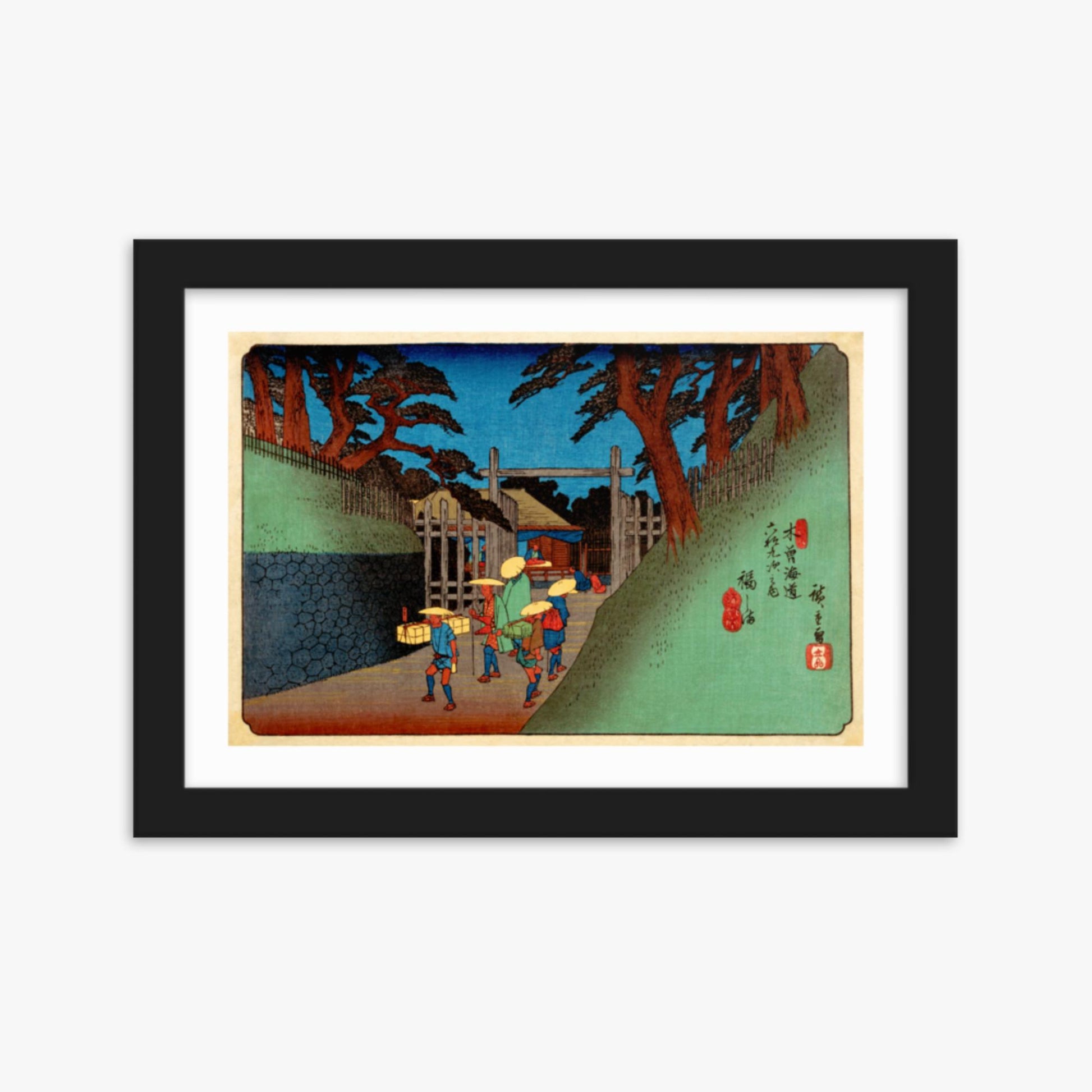 Utagawa Hiroshige - Fukushima Station 21x30 cm Poster With Black Frame