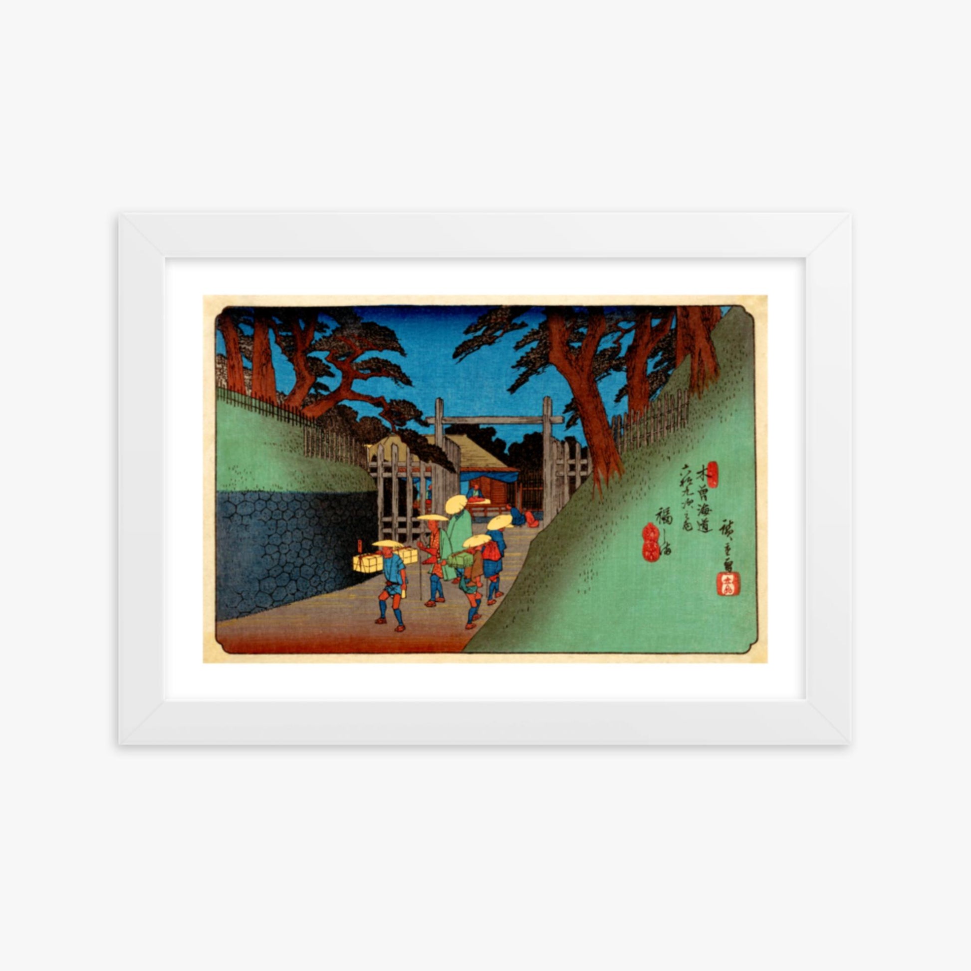 Utagawa Hiroshige - Fukushima Station 21x30 cm Poster With White Frame