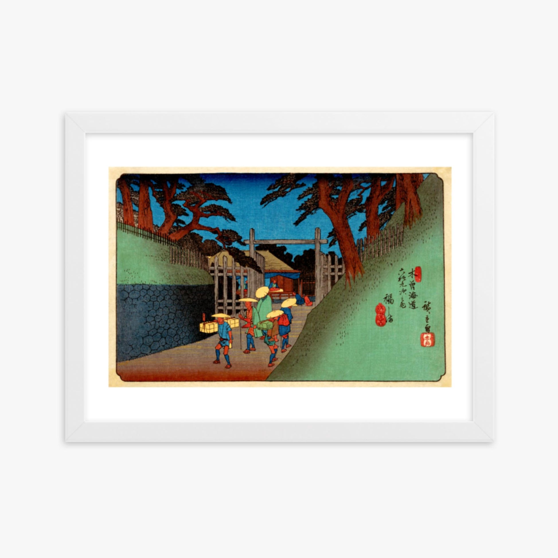 Utagawa Hiroshige - Fukushima Station 30x40 cm Poster With White Frame