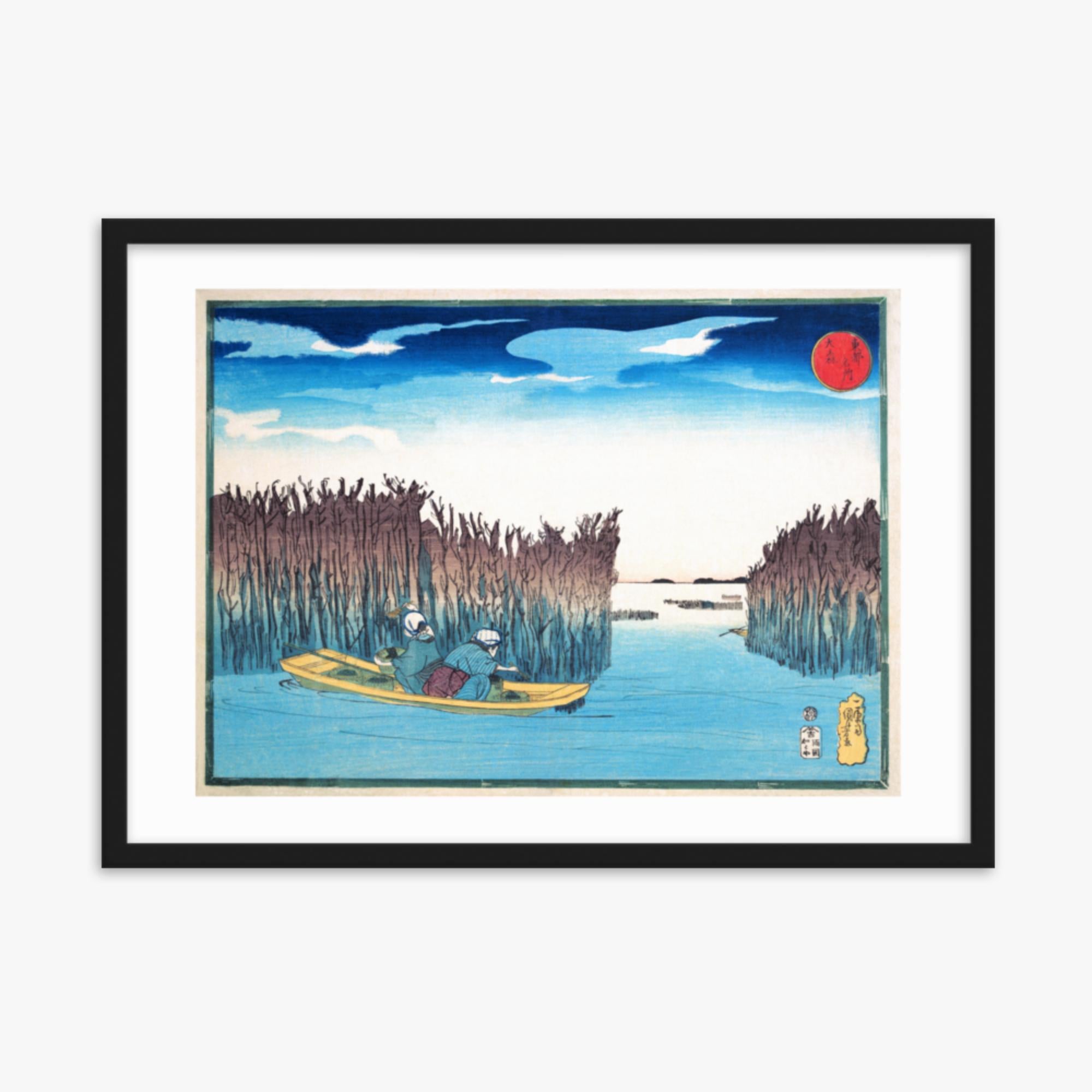 Utagawa Kuniyoshi - Seaweed Gatherers at Omori 50x70 cm Poster With Black Frame