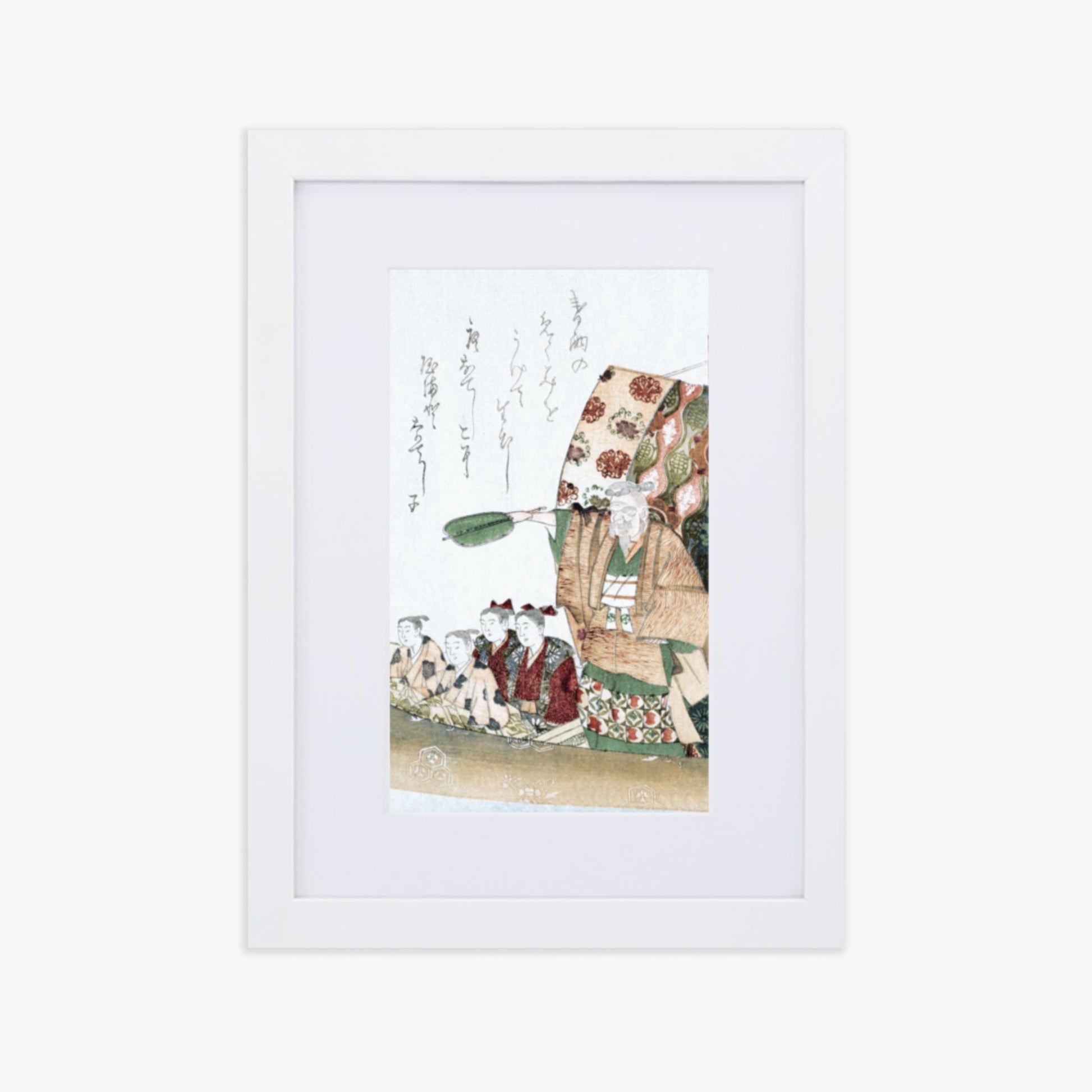 Teisai Hokuba - Boat of Good Fortune 21x30 cm Poster With White Frame