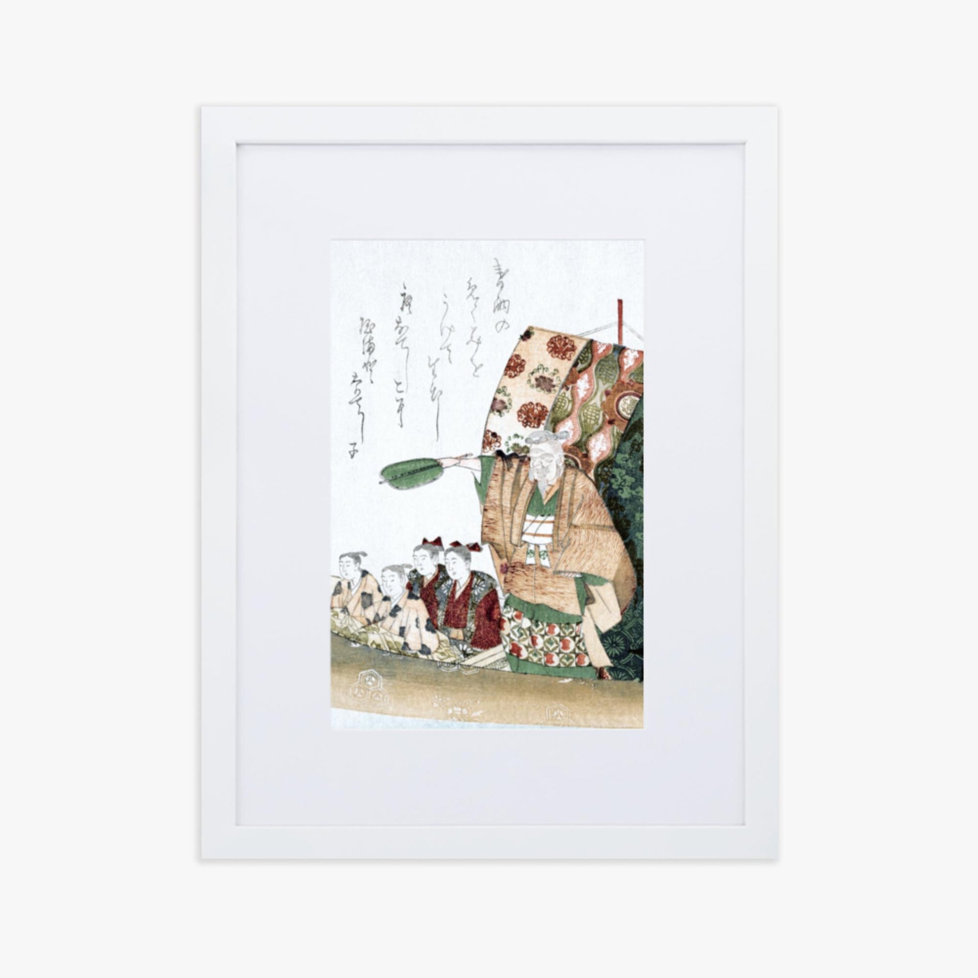 Teisai Hokuba - Boat of Good Fortune 30x40 cm Poster With White Frame