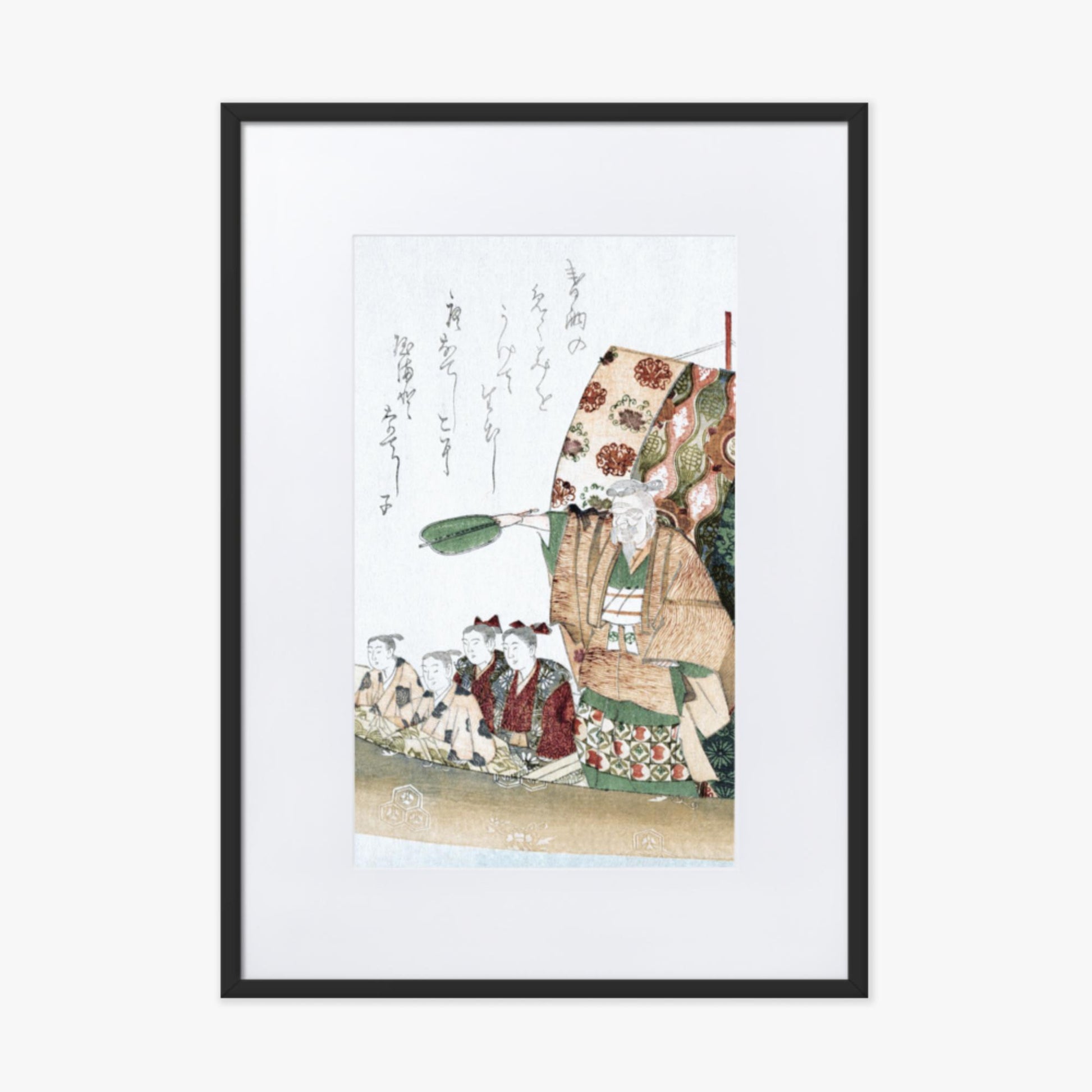 Teisai Hokuba - Boat of Good Fortune 50x70 cm Poster With Black Frame