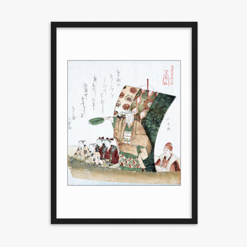 Teisai Hokuba - Boat of Good Fortune 50x70 cm Poster With Black Frame