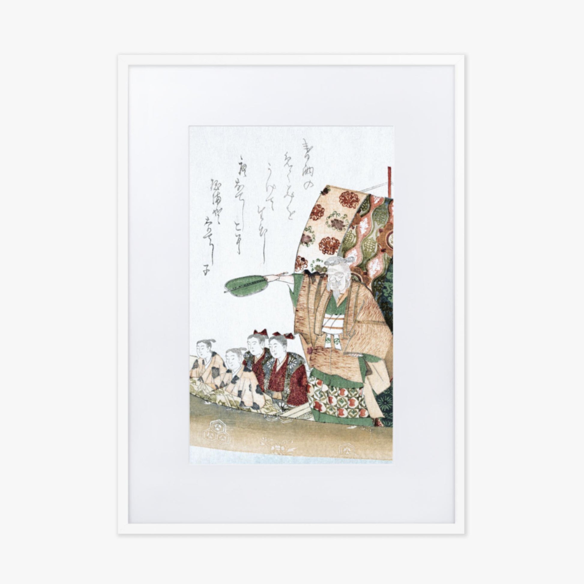 Teisai Hokuba - Boat of Good Fortune 50x70 cm Poster With White Frame