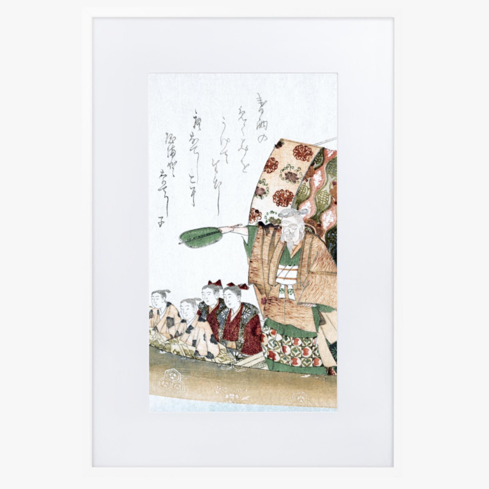 Teisai Hokuba - Boat of Good Fortune 61x91 cm Poster With White Frame