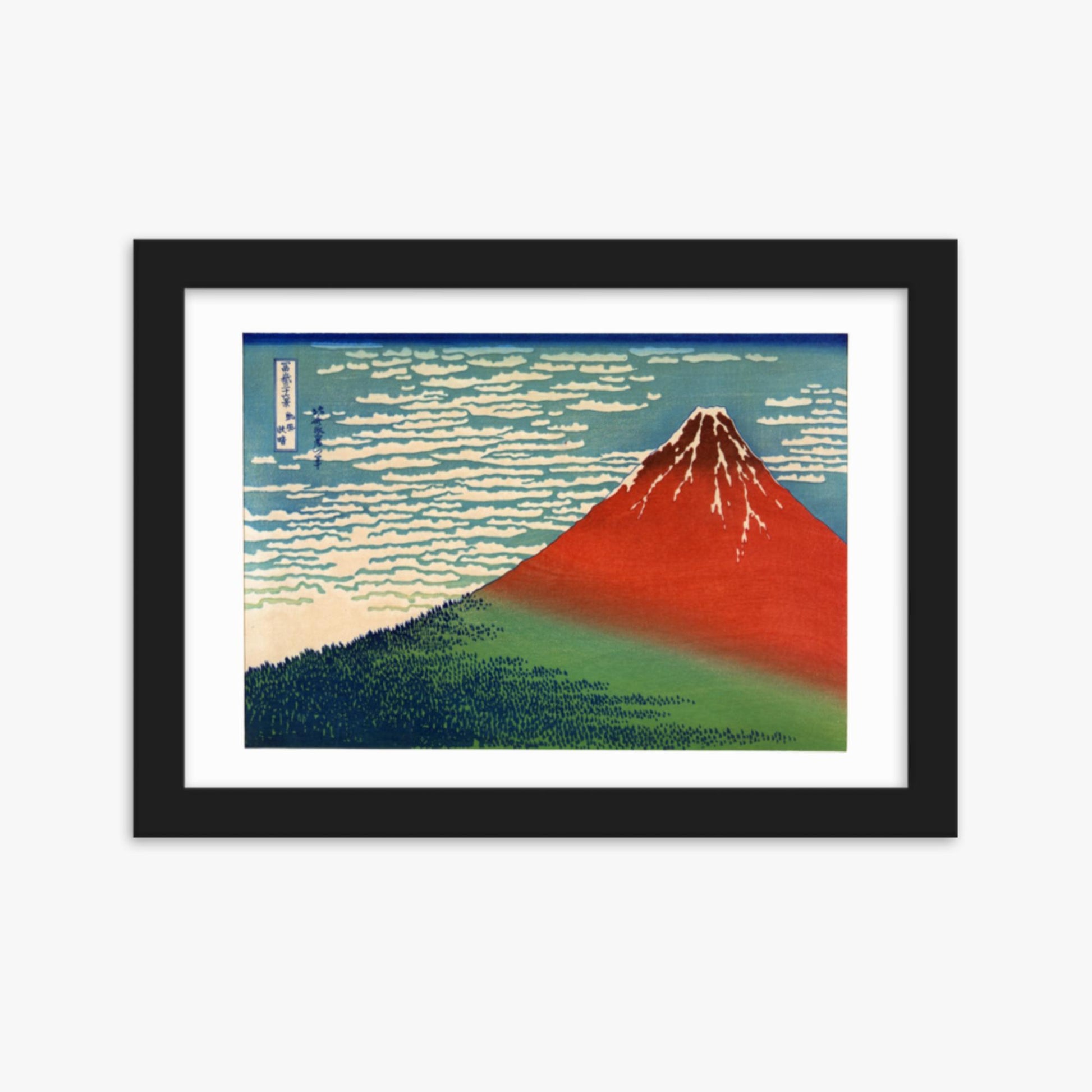 Katsushika Hokusai - Fine Wind, Clear Morning 21x30 cm Poster With Black Frame