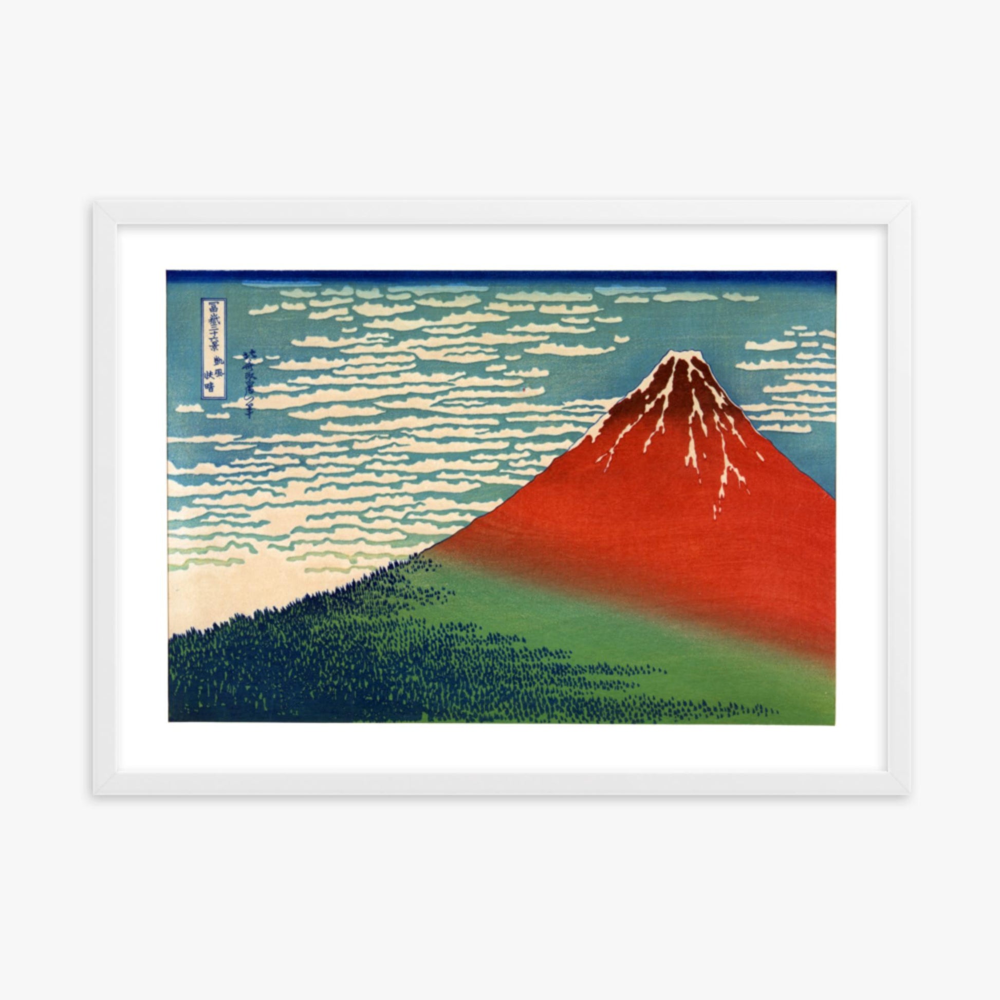 Katsushika Hokusai - Fine Wind, Clear Morning 50x70 cm Poster With White Frame