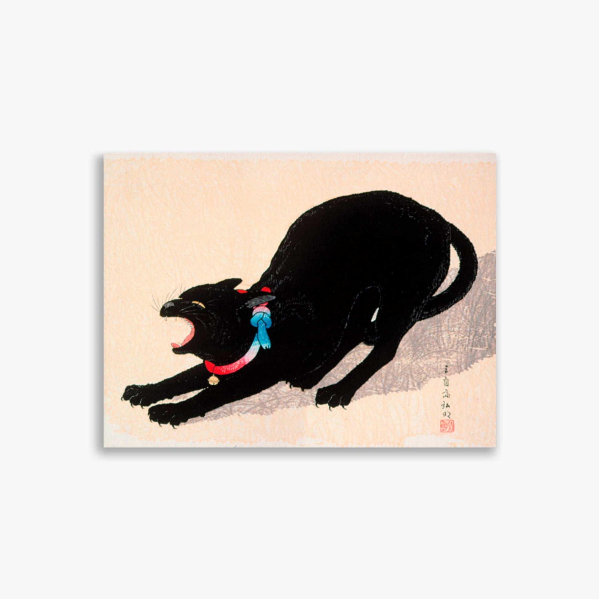 Takahashi Hiroaki (Shōtei) - Black Cat Hissing 30x40 cm Poster