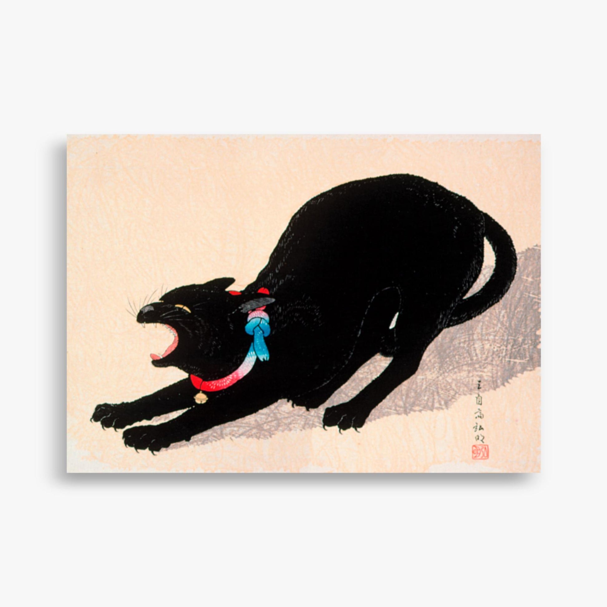 Takahashi Hiroaki (Shōtei) - Black Cat Hissing 50x70 cm Poster