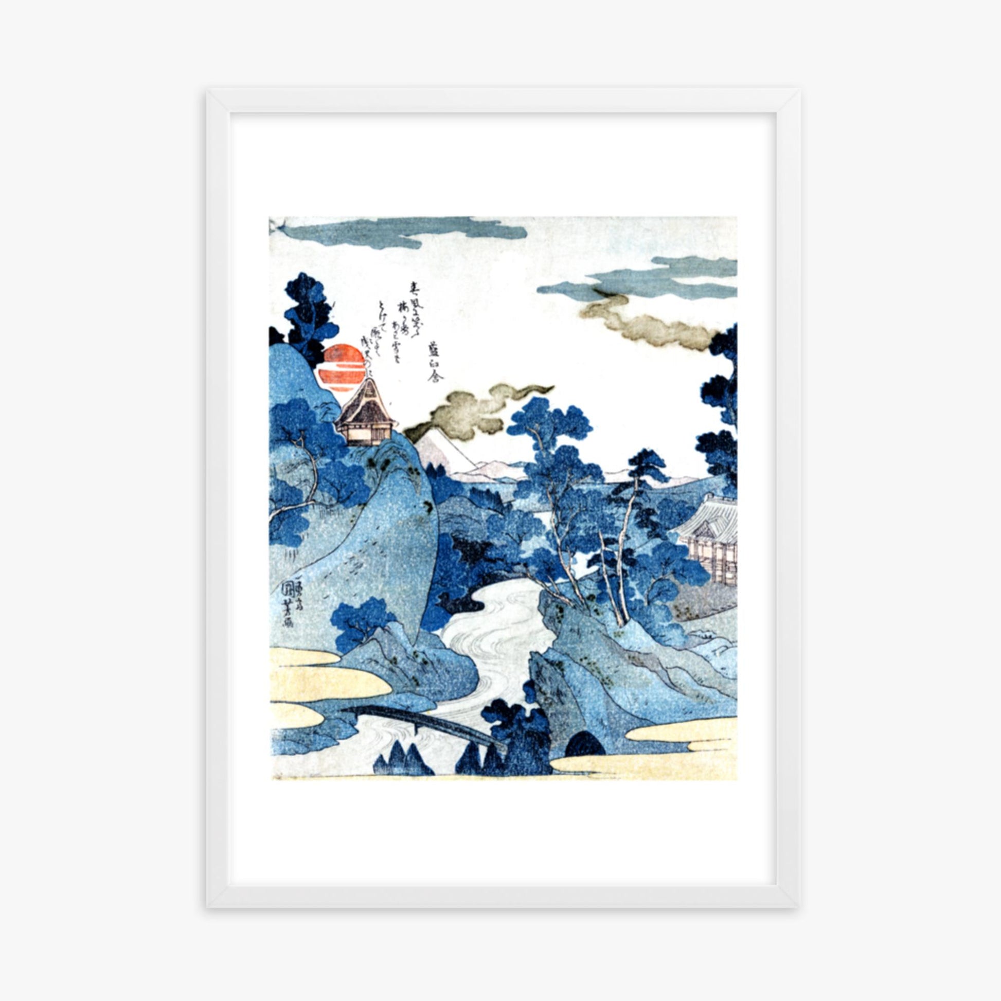 Utagawa Kuniyoshi - An evening view of Fuji 50x70 cm Poster With White Frame