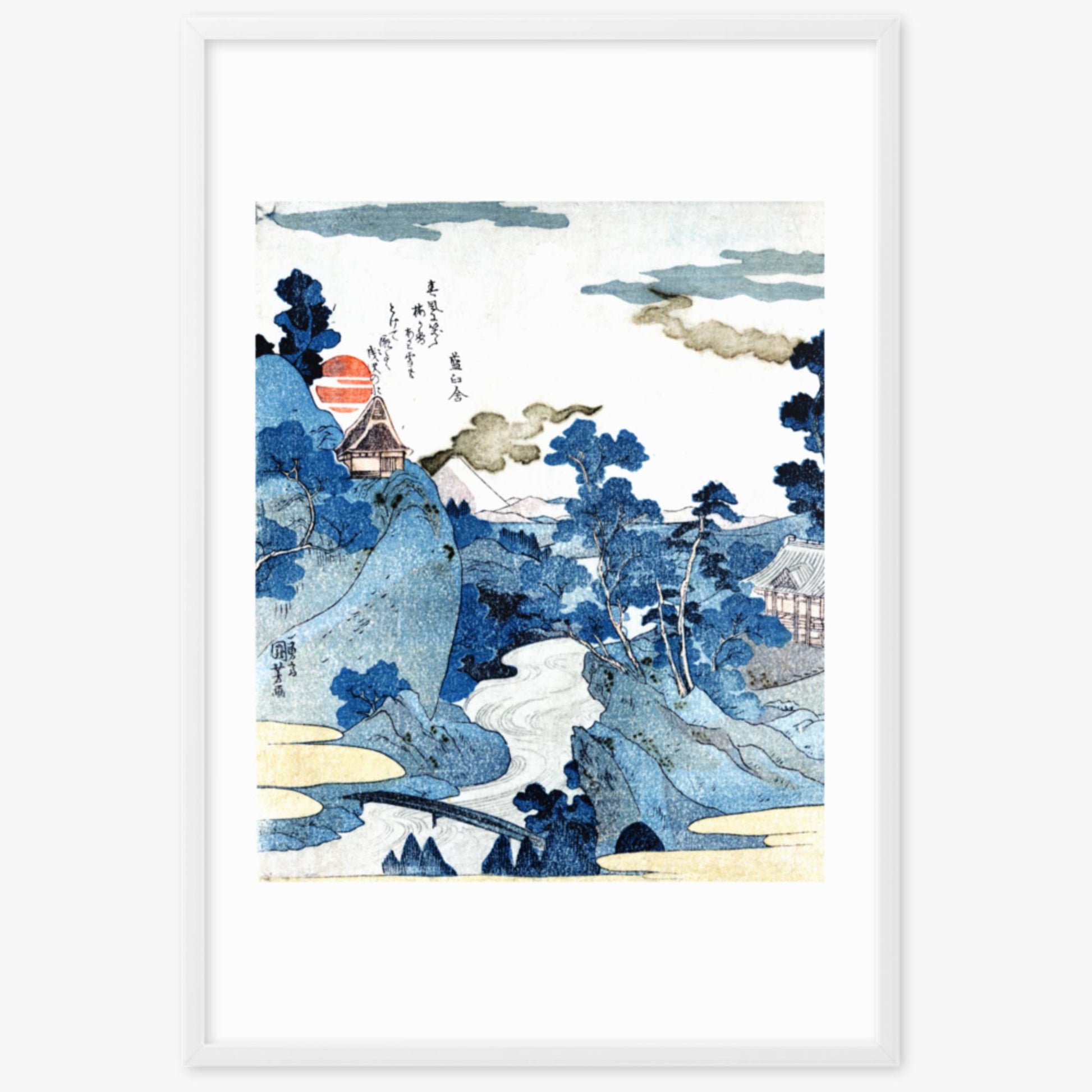 Utagawa Kuniyoshi - An evening view of Fuji 61x91 cm Poster With White Frame